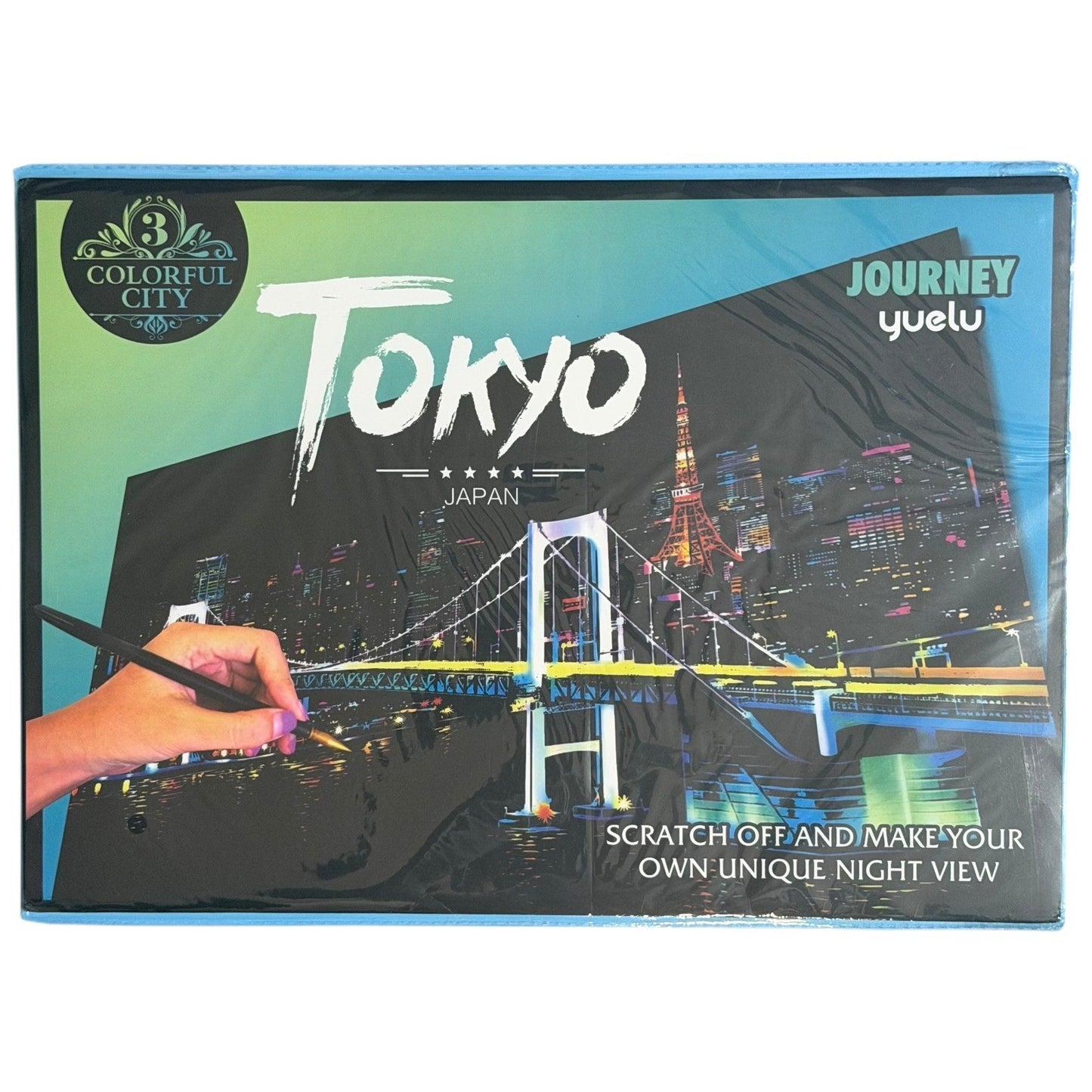 Lot of 14 Scratch Art Boards Colorful City Night View – Mixed Set No Stylus