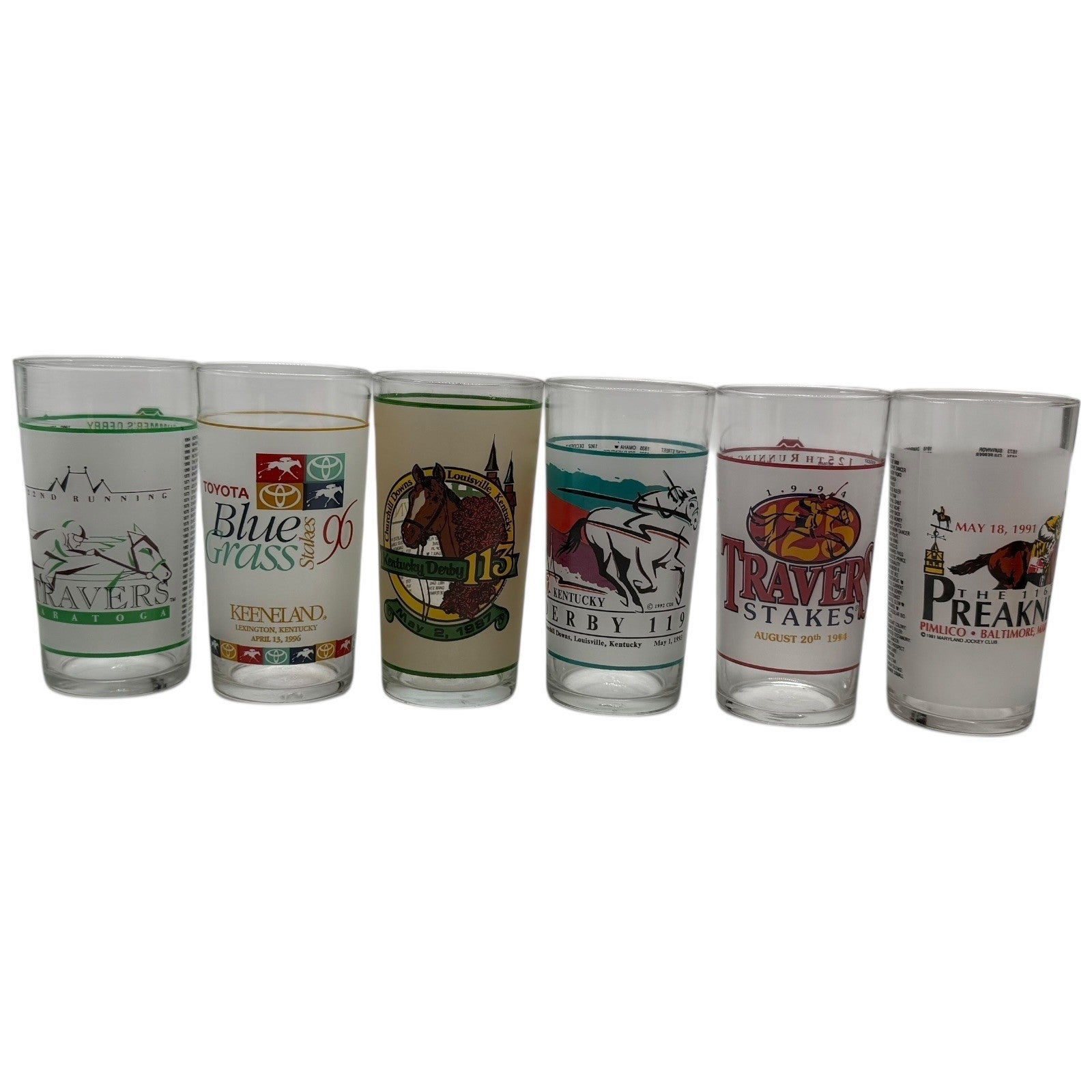 Vintage Horse Racing Glasses Lot of 31 Kentucky Derby Preakness Belmont
