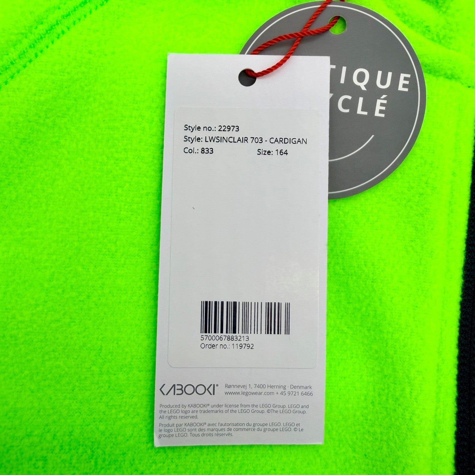 LEGO Wear Kids Fleece Jacket Neon Green 14Y 164 Zip Up