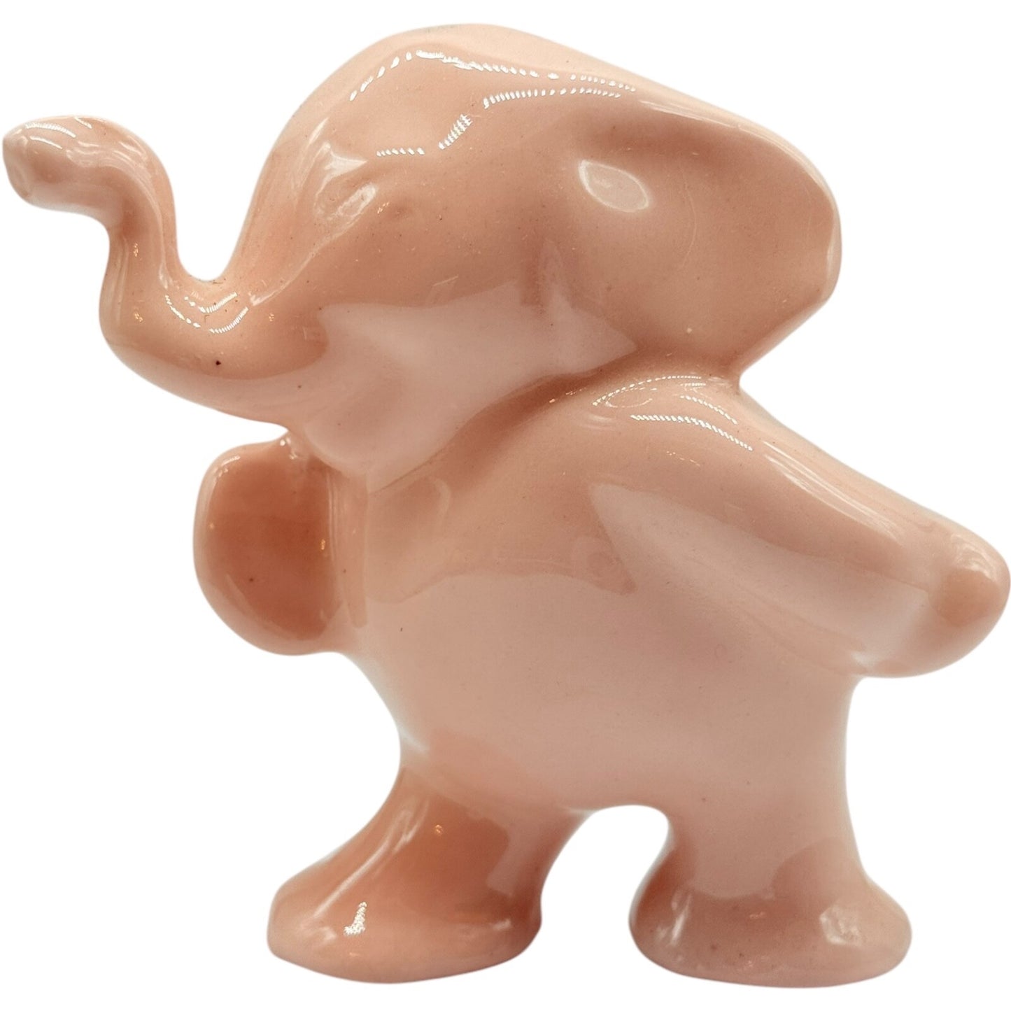 Vintage Standing Pink Elephant Ceramic Figurine - 4" Tall