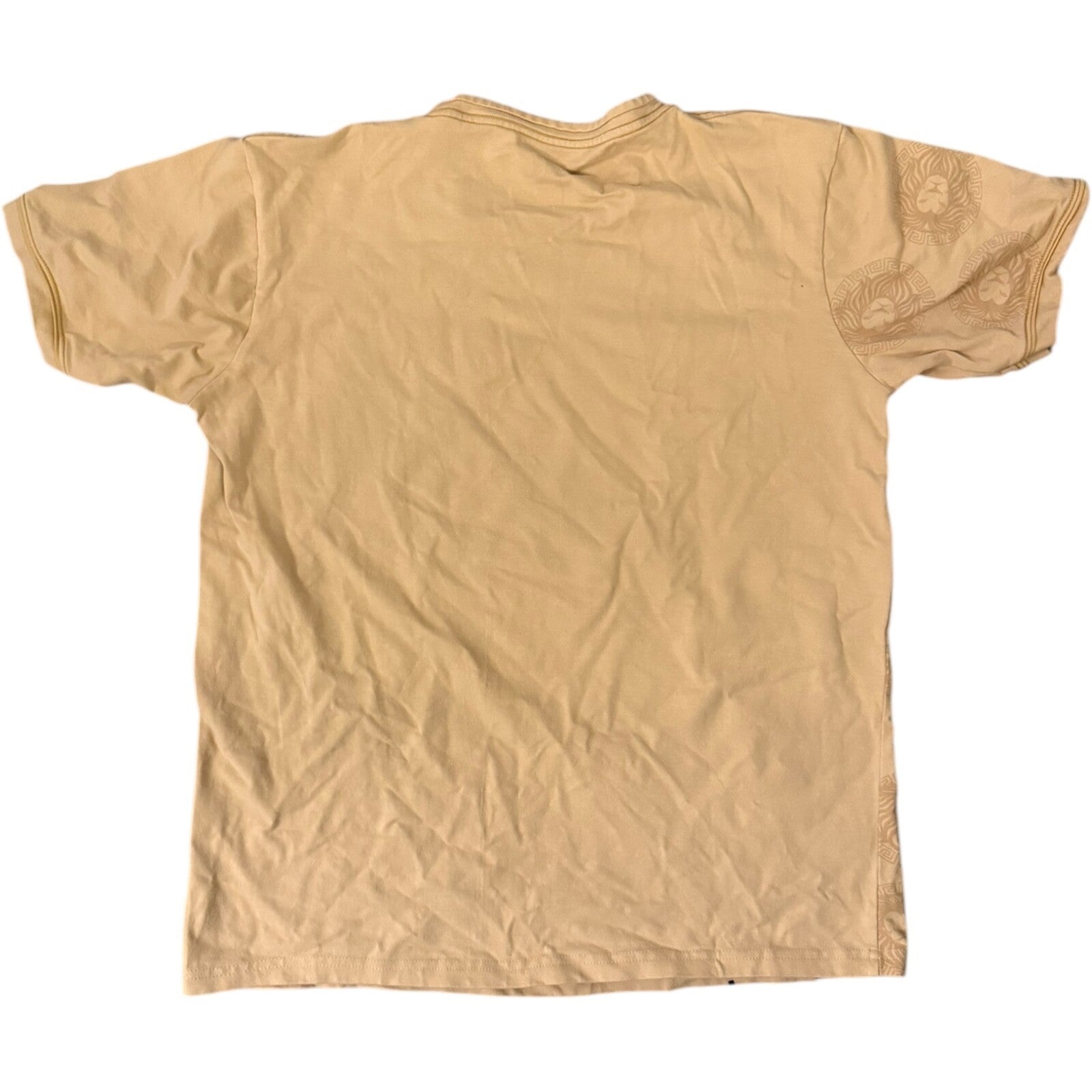 Bucheli Italy Men’s Slim Fit T-Shirt 2XL Beige Gold/Black Print