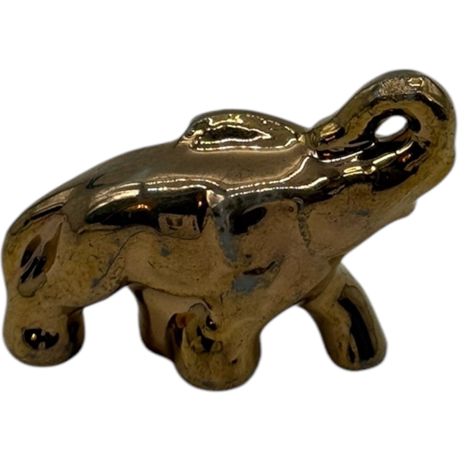 Vintage Gold Ceramic Elephant Family Figurines 3 Pc Set Display Japan