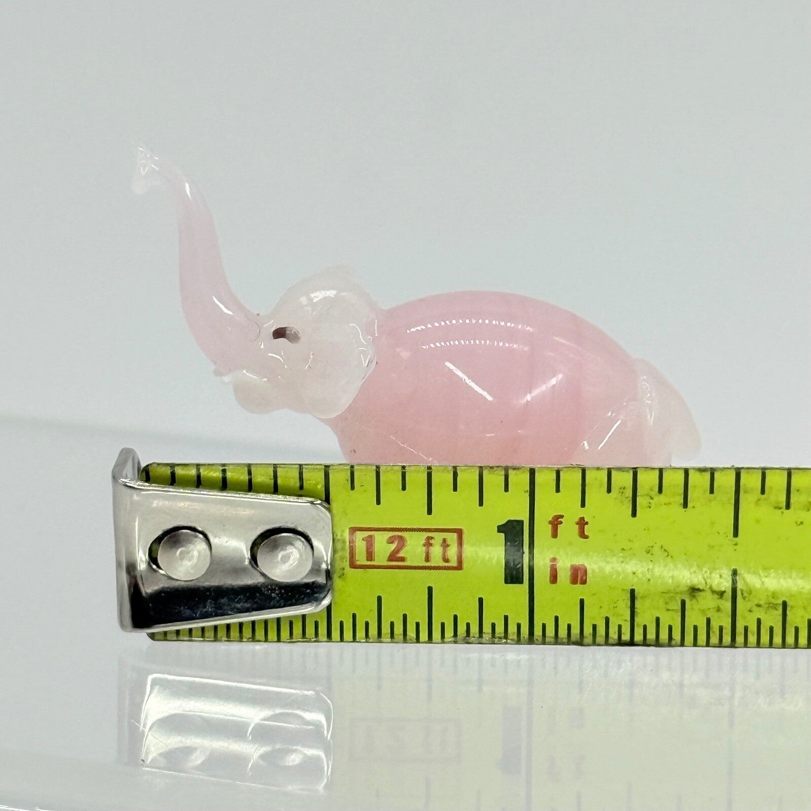 Pink Glass Elephant Figurine Hand Blown Art Glass Animal Collectible Decor