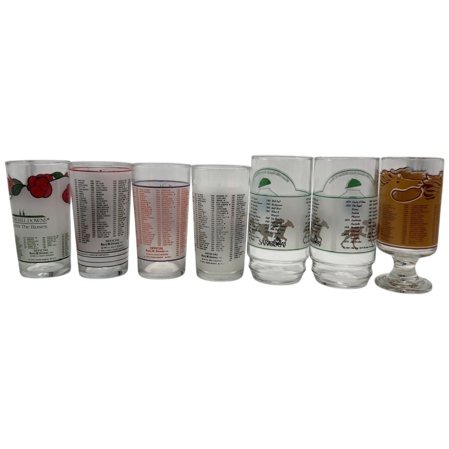 Vintage Horse Racing Glasses Lot of 31 Kentucky Derby Preakness Belmont