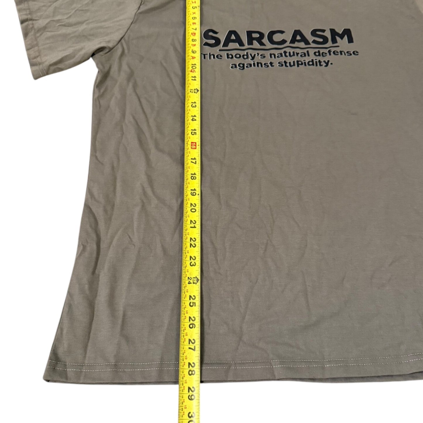 SARCASM Defense Against Stupidity T-Shirt XXL Military Green Funny Graphic Tee