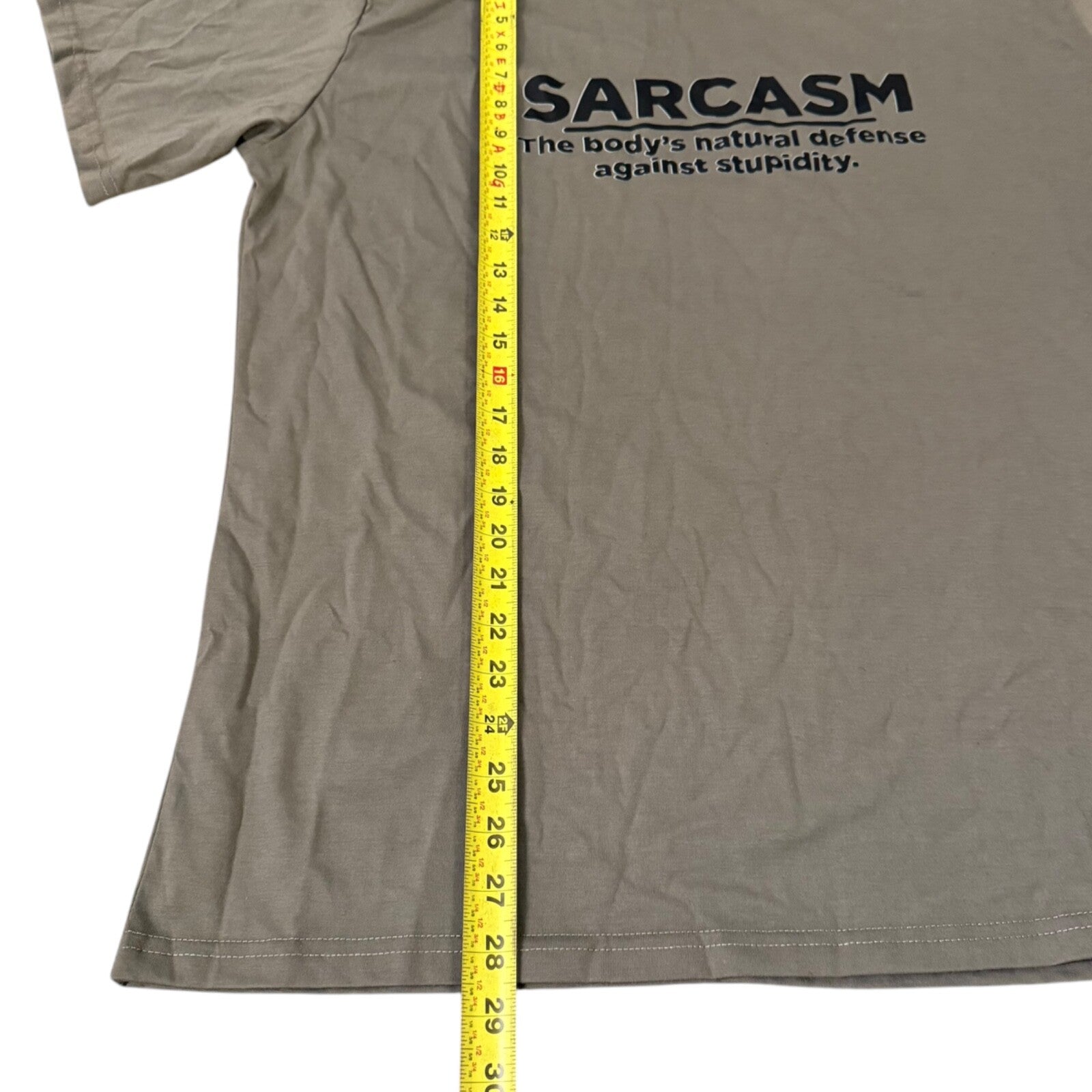 SARCASM Defense Against Stupidity T-Shirt XXL Military Green Funny Graphic Tee