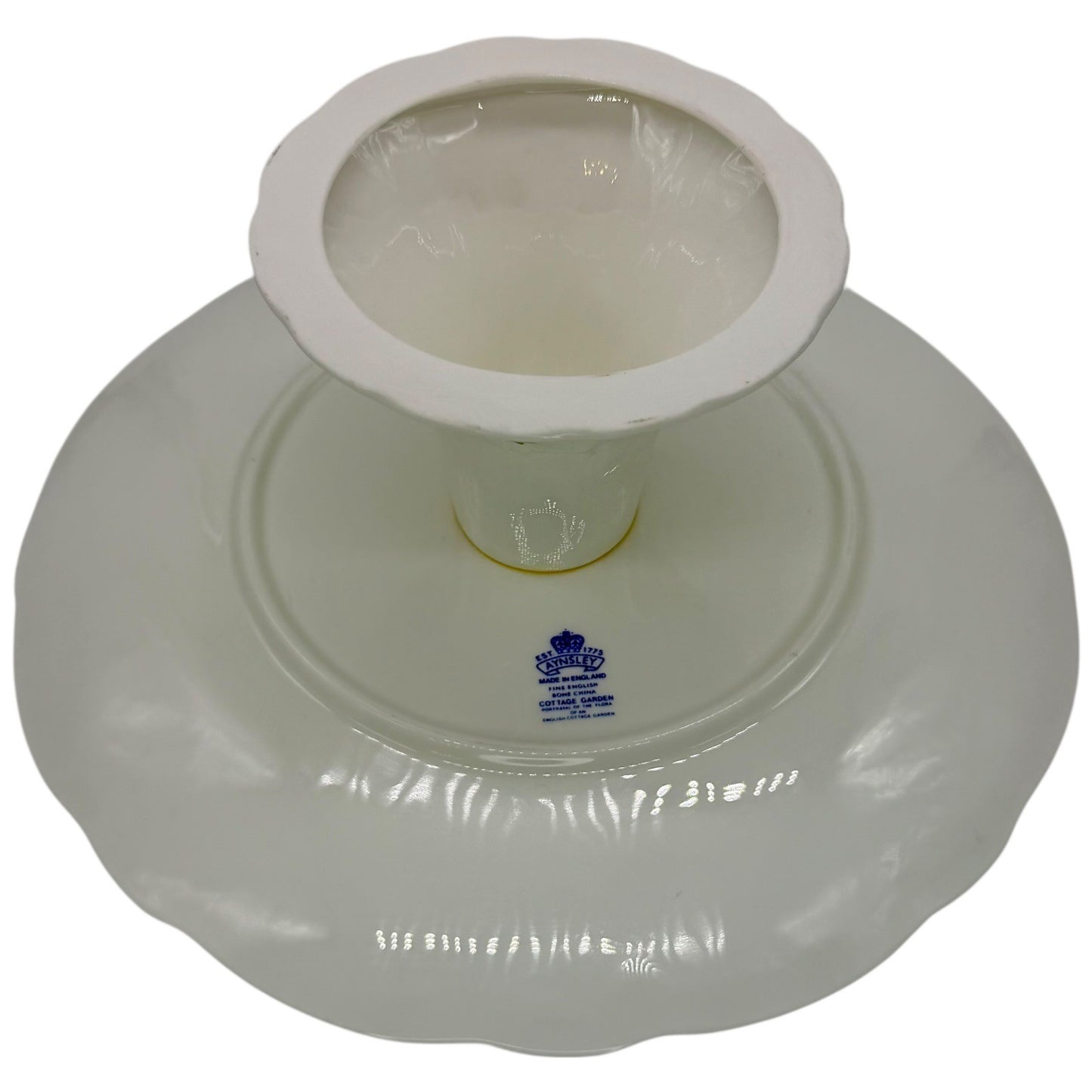 Aynsley Cottage Garden Fine Bone China Footed Cake Stand Floral Butterfly