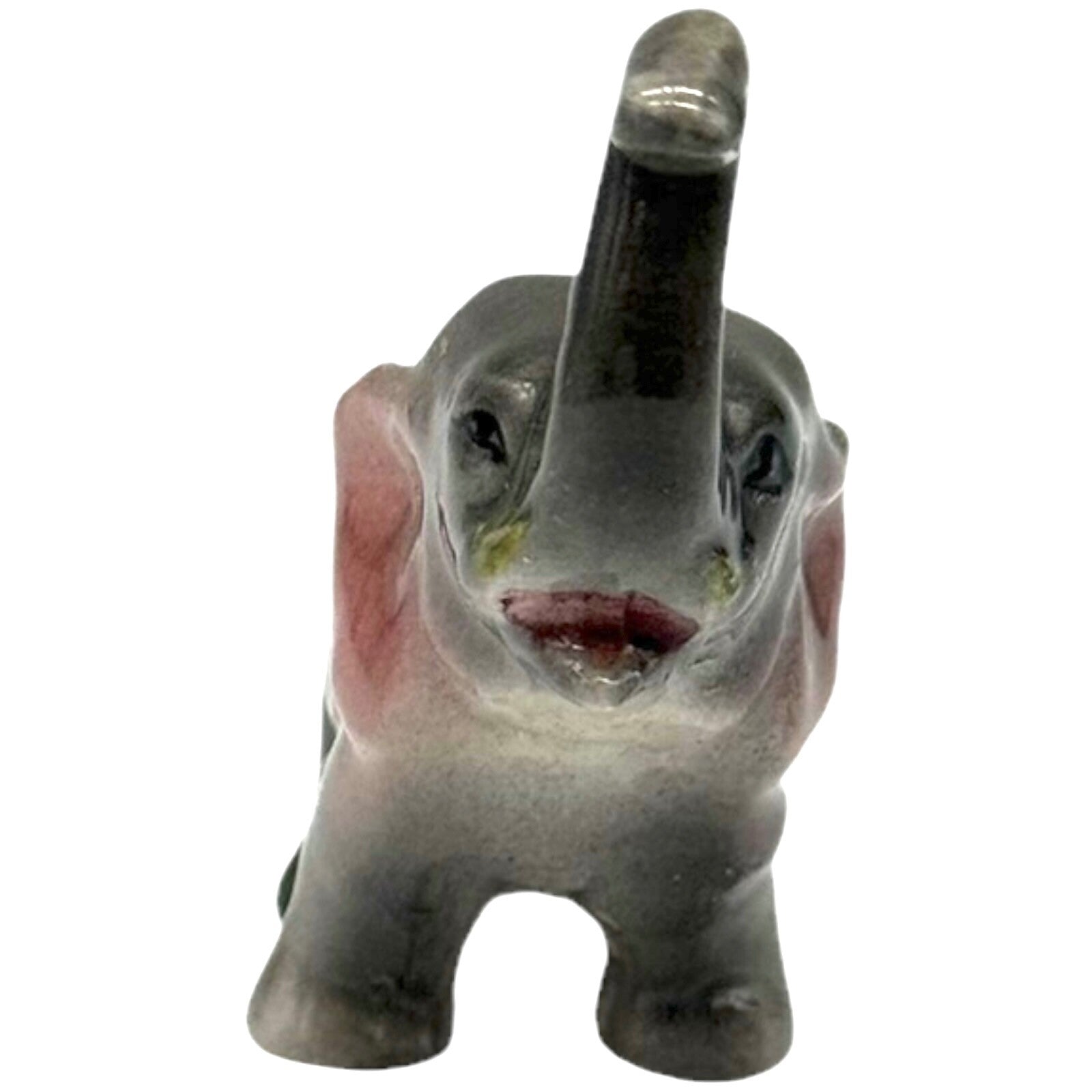 Vintage Ceramic Elephants Family Figurine - 2 Adults & 1 Baby - Trunks Up