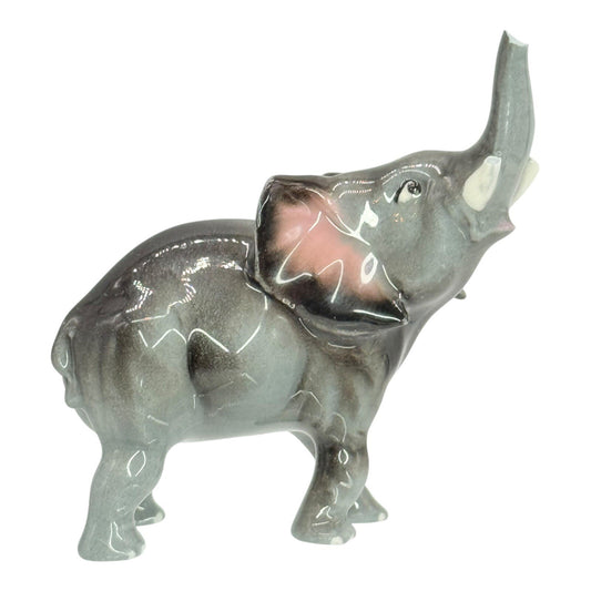 Elephant Figurine Trunk Up Ceramic Animal Statue Decor Collectible Damaged
