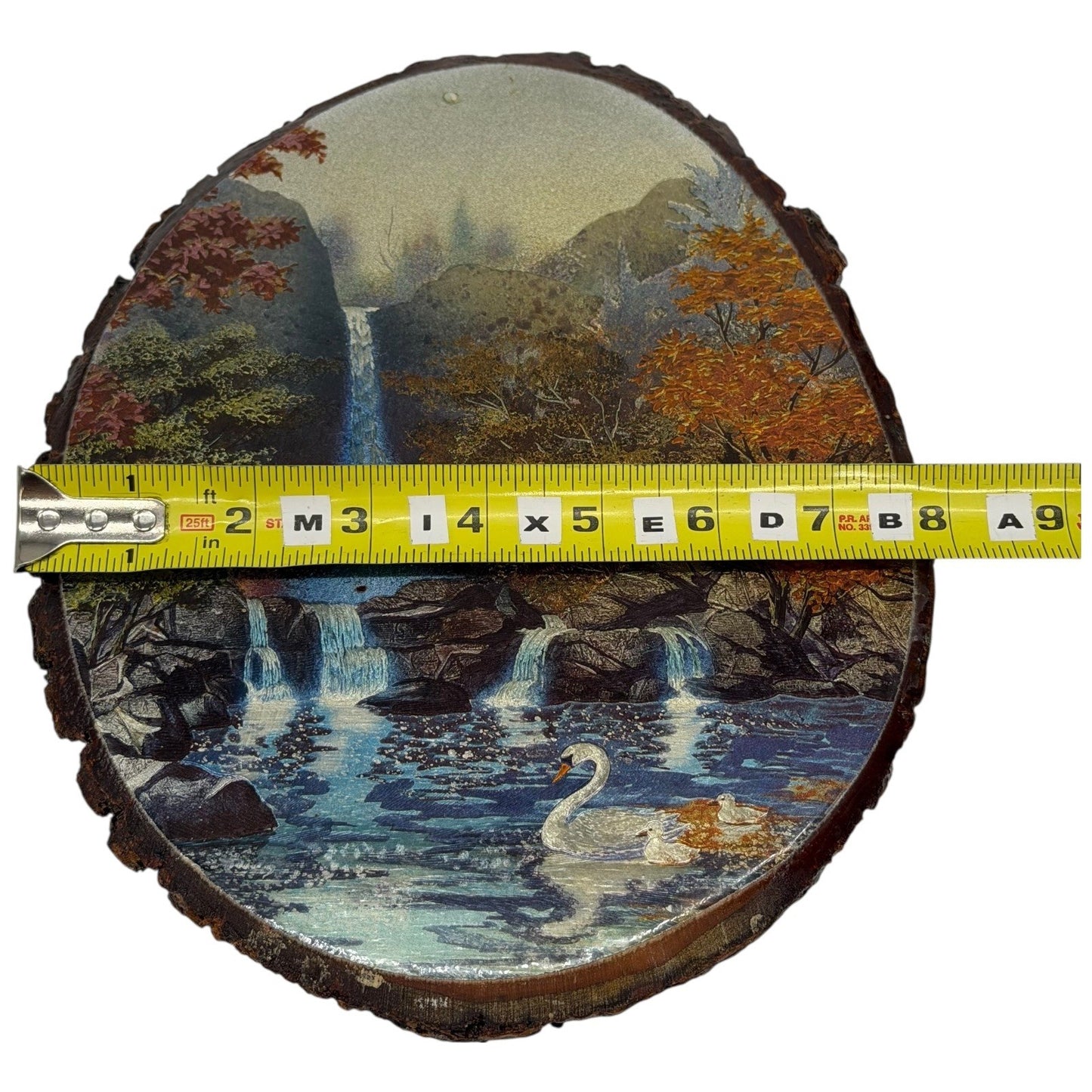 Catskill Game Farm Waterfall Swan Wood Slice Wall Art Made in USA