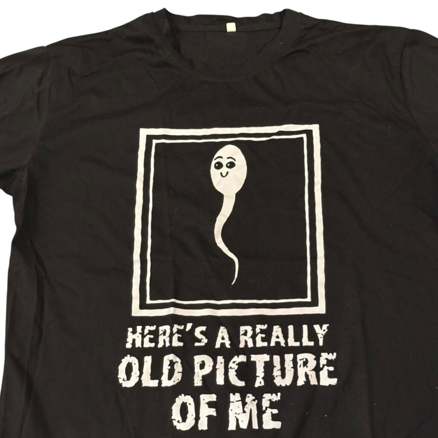 "Here's a Really Old Picture of Me (Picture of Sperm)" T-Shirt - XL Black