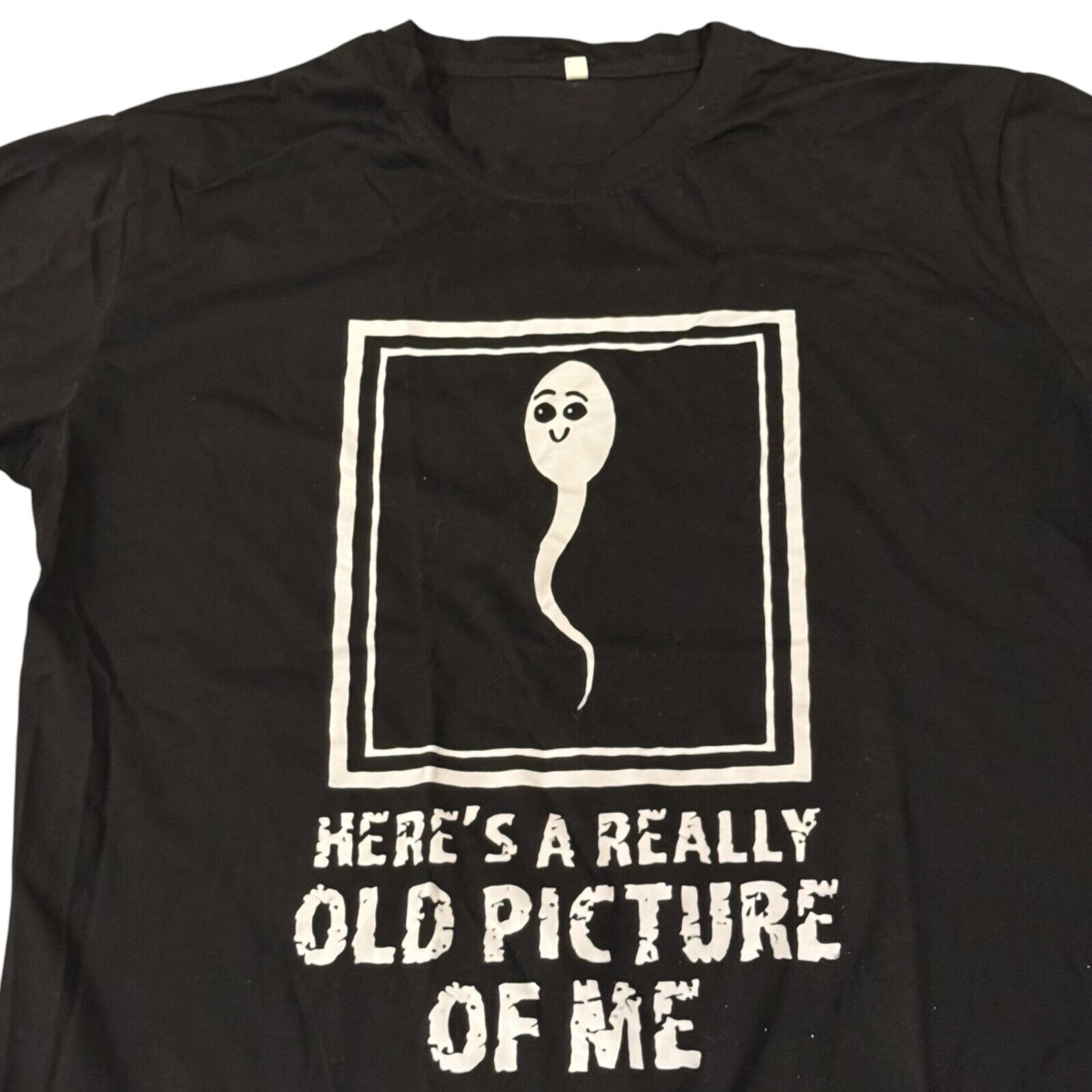 "Here's a Really Old Picture of Me (Picture of Sperm)" T-Shirt - XL Black