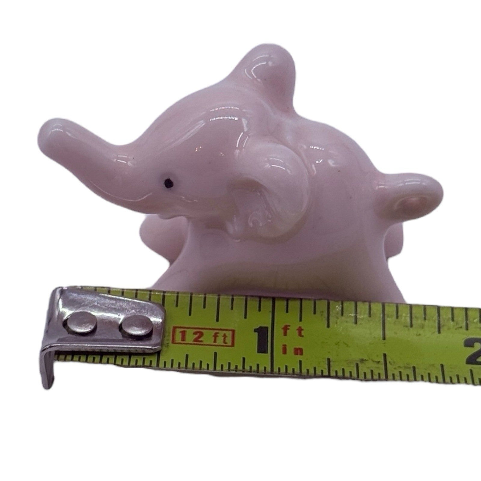 Vtg Miniature Pale Pink Ceramic Elephant Figurines - Family Set of 2 Germany