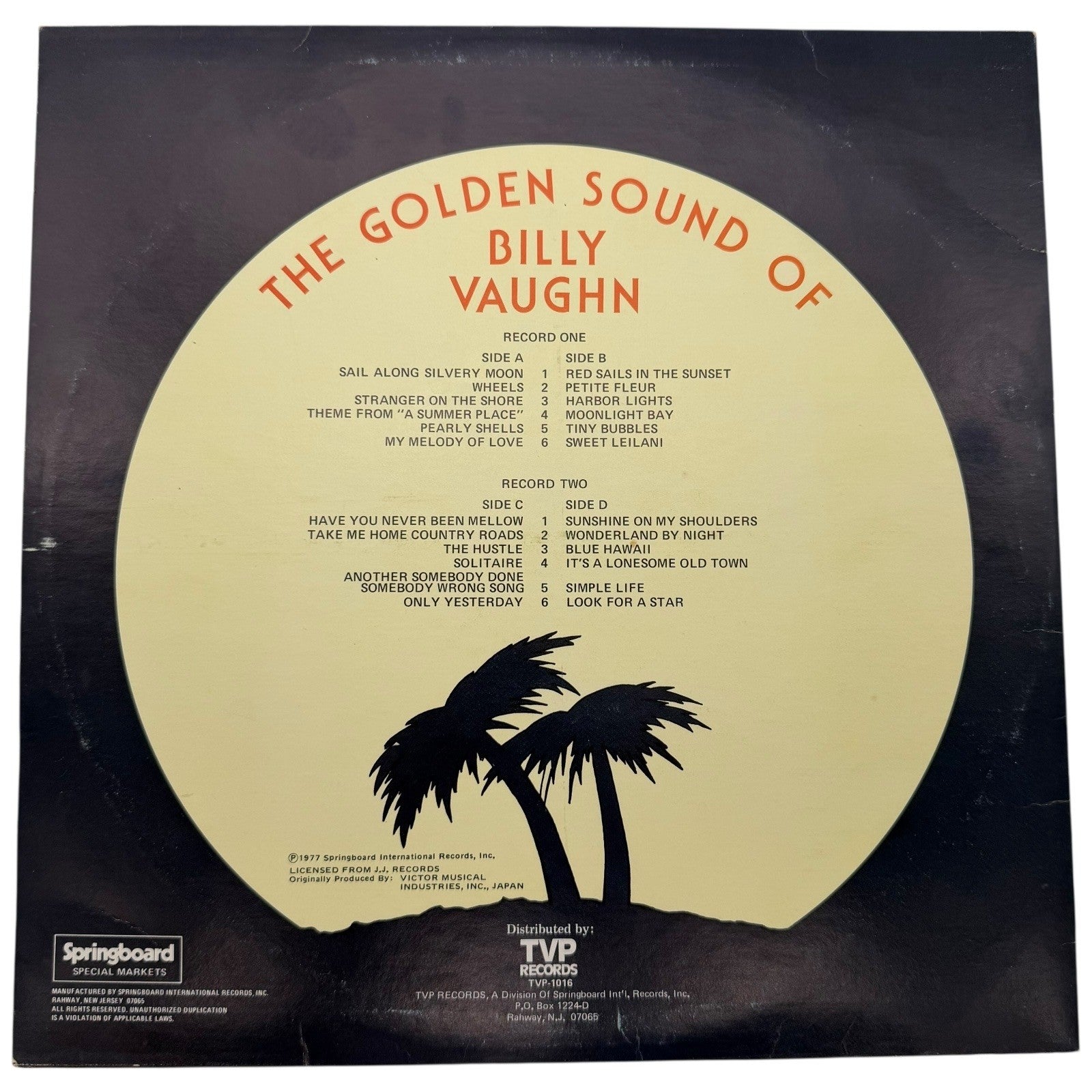 Billy Vaughn Silver Moon Golden Hits Vinyl Record LP TVP Records 1977