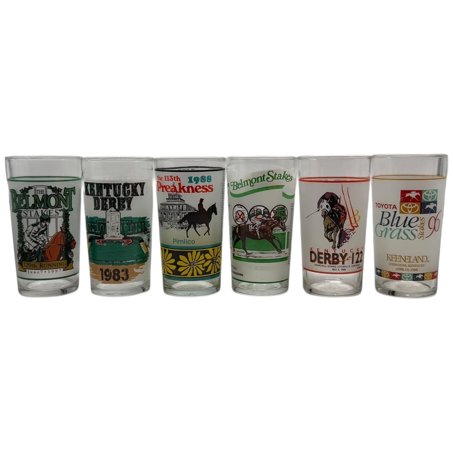 Vintage Horse Racing Glasses Lot of 31 Kentucky Derby Preakness Belmont