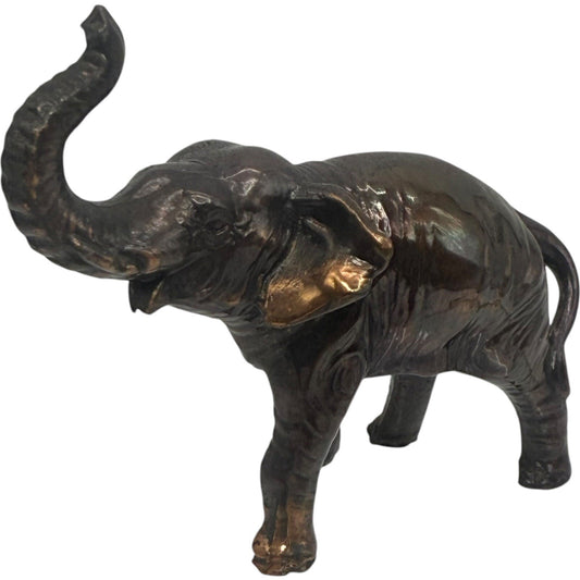 Vintage Brass Elephant Statue Figurine Trunk Up Good Luck Decor Bronze Finish