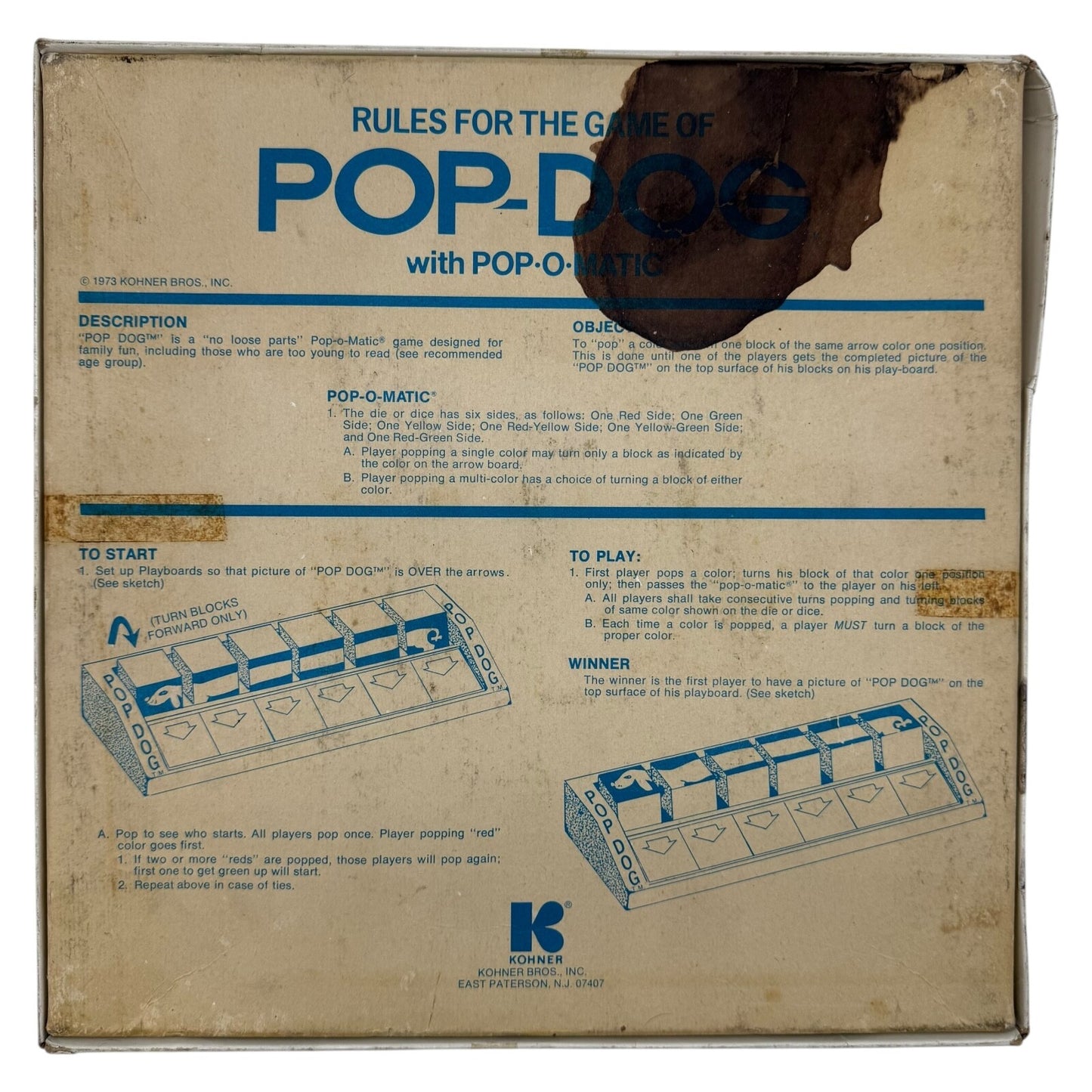 Pop-Dog Pop-O-Matic Board Game 1973 – Vintage Kids Game by Arrow