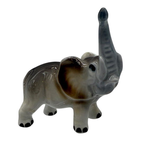 Elephant Figurine Trunk Up Ceramic Animal Statue Decor Collectible Gift