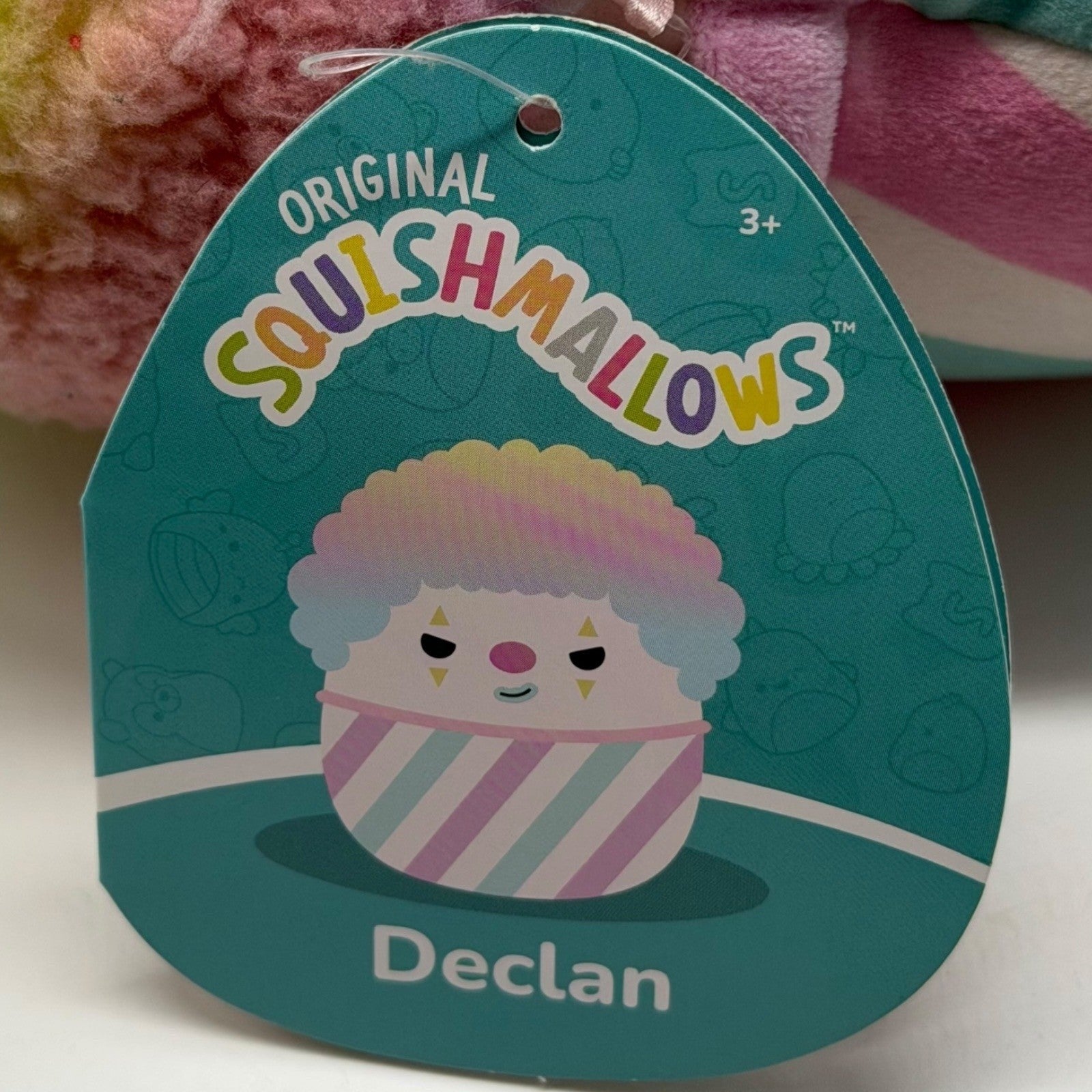 Squishmallows Declan Clown Rainbow Hair Stripes Plush Stuffed Animal Toy