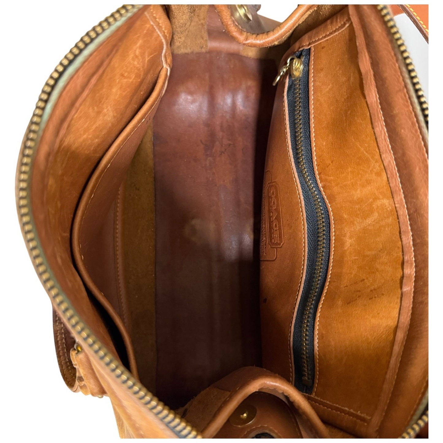 Vintage 80s Coach British Tan Leather Broadway Satchel Shoulder Bag Brown