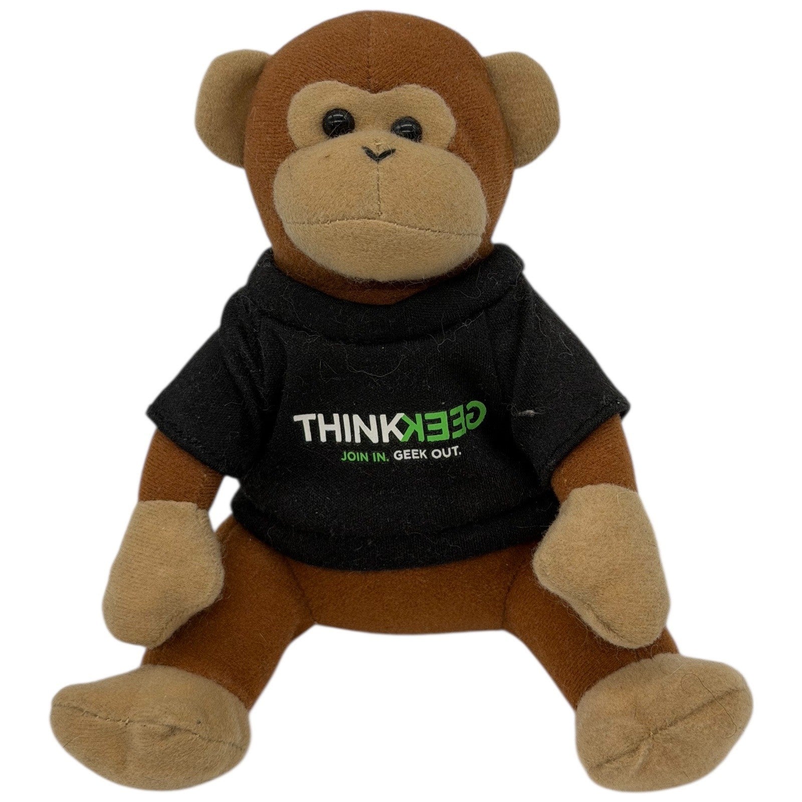 ThinkGeek Monkey Plush Toy Black Shirt Join In Geek Out