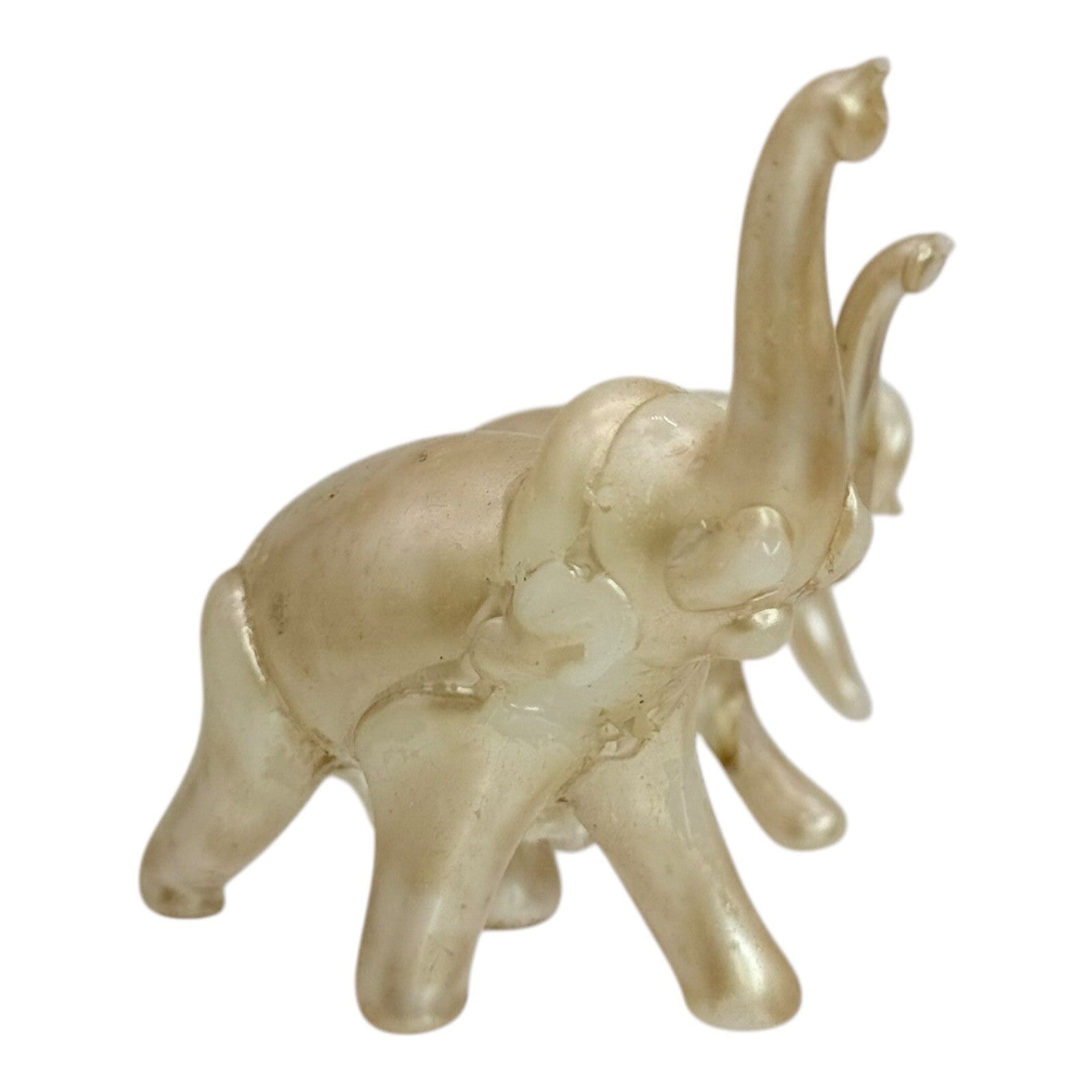 Glass Elephant Figurines Family Set of 3 Gold Home Decor Shelf Display