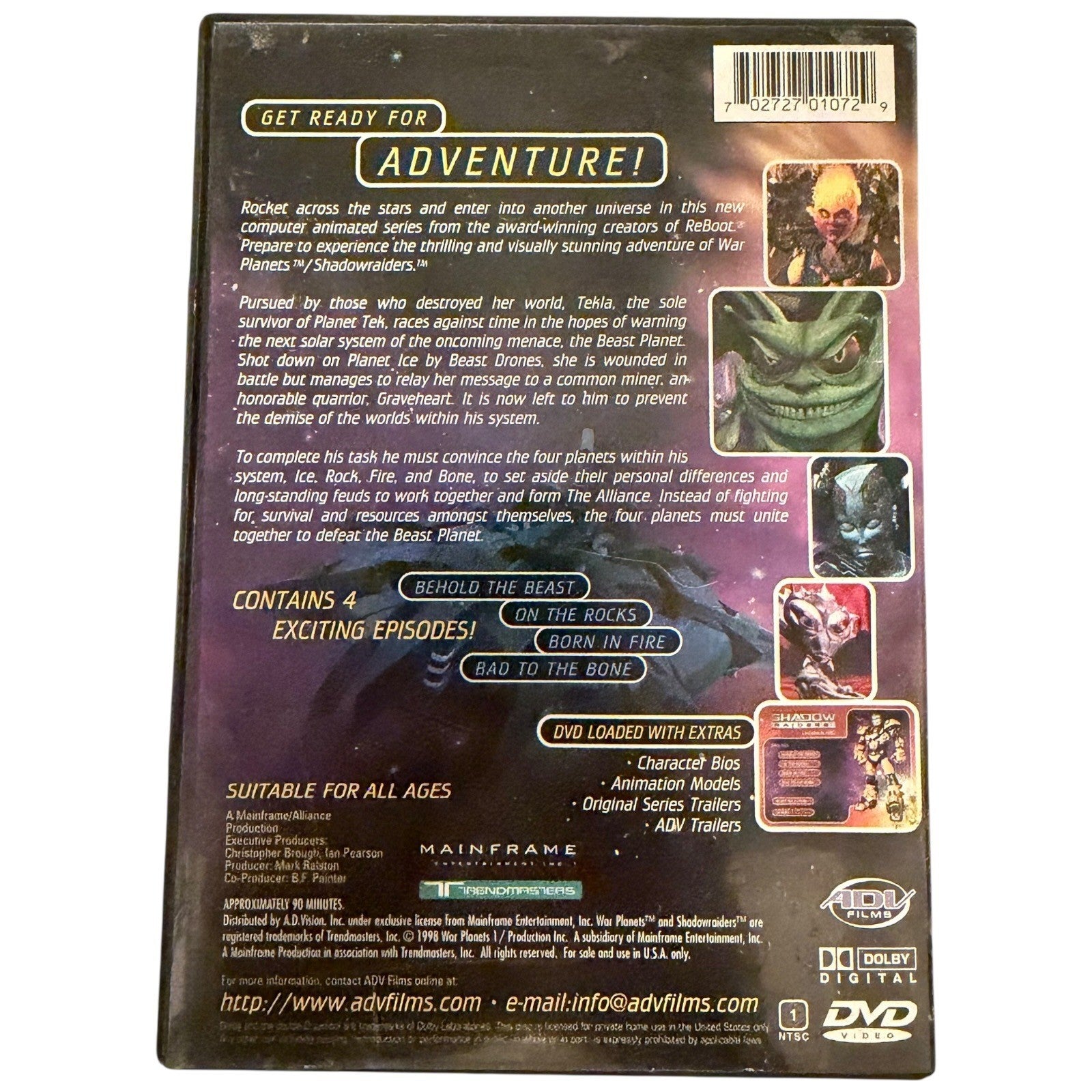 War Planets Shadow Raiders Uncommon Hero DVD 1998 Mainframe CGI Sci-Fi Episodes