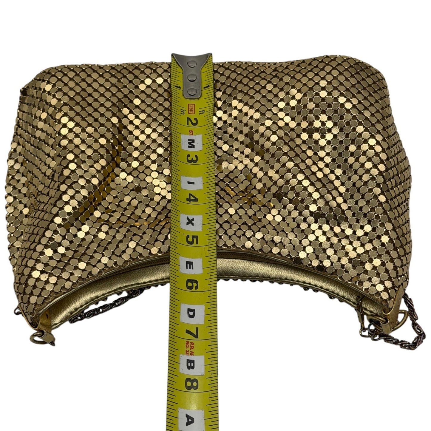 Whiting & Davis Vintage Gold Metal Mesh Shoulder Bag Evening Purse Chain Strap