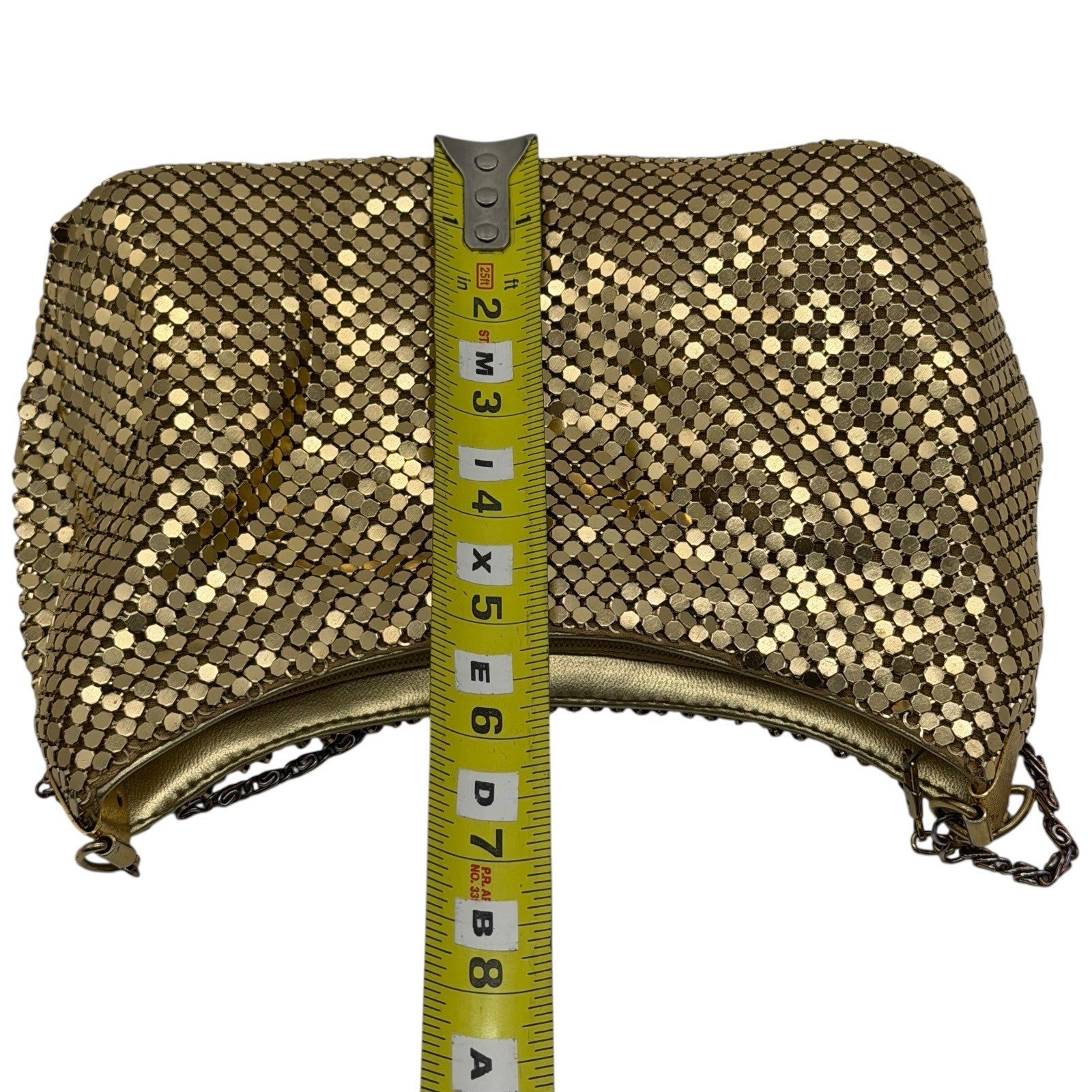 Whiting & Davis Vintage Gold Metal Mesh Shoulder Bag Evening Purse Chain Strap
