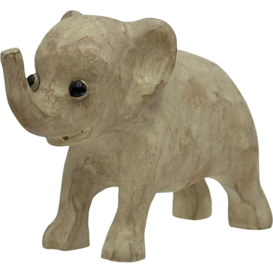 Wood Elephant Figurine Statue Animal Decor Accent Tabletop Shelf Display Cute