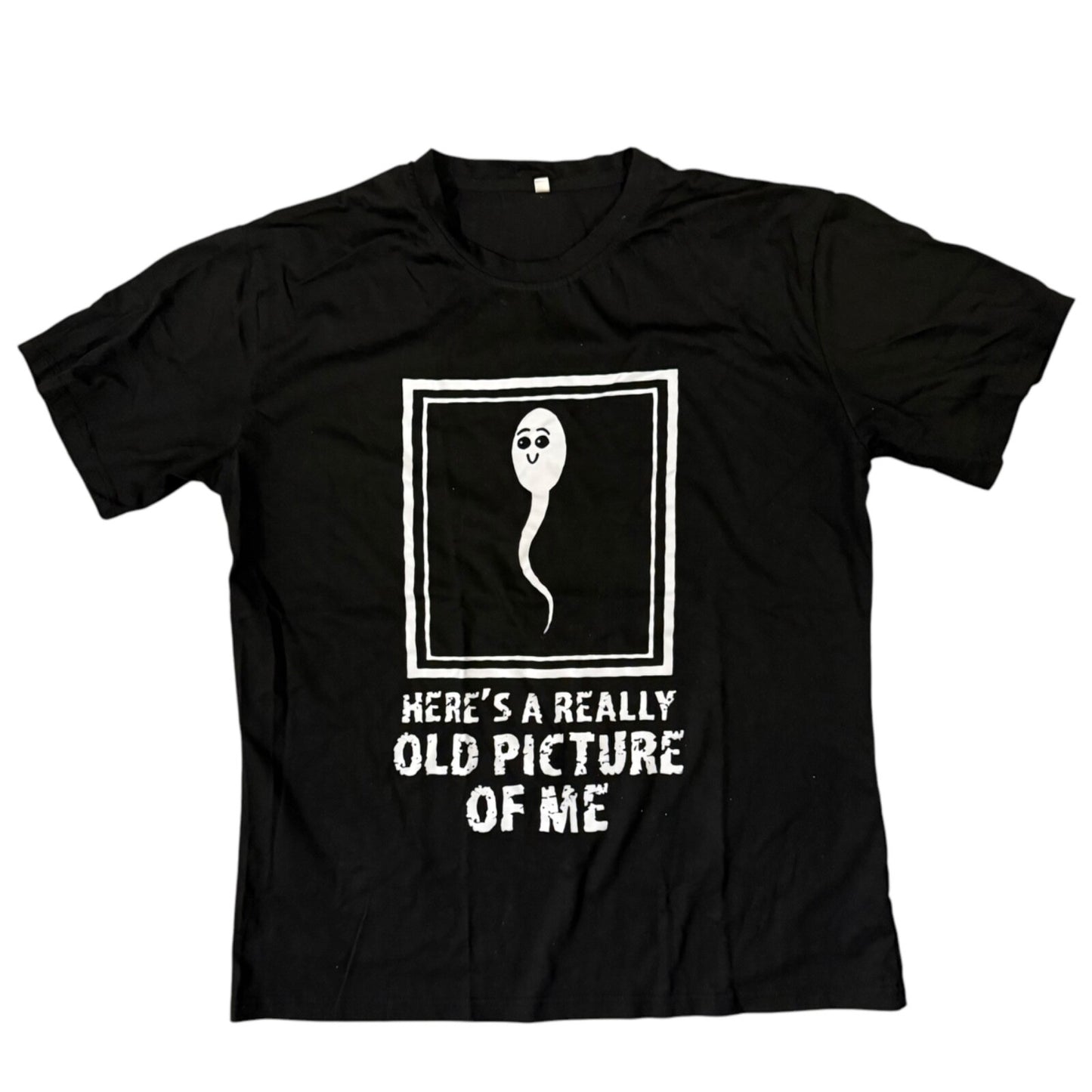 "Here's a Really Old Picture of Me (Picture of Sperm)" T-Shirt - XL Black