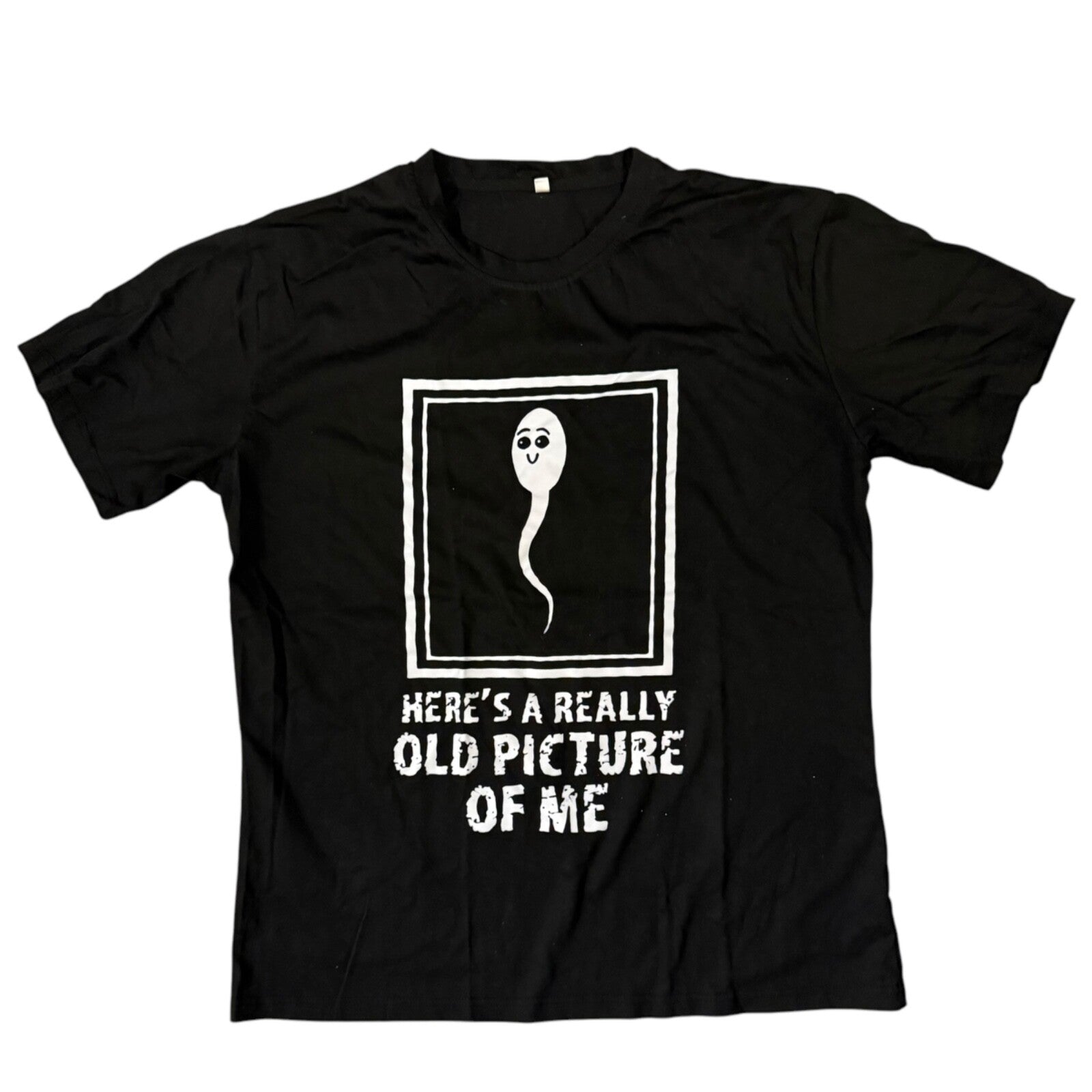 "Here's a Really Old Picture of Me (Picture of Sperm)" T-Shirt - XL Black