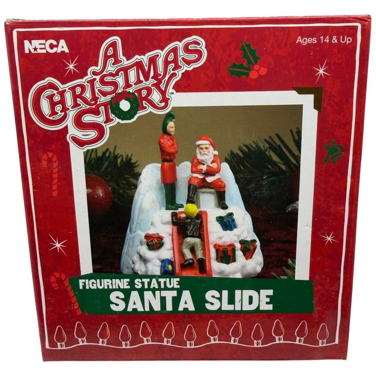 NECA A Christmas Story Santa Slide Figurine & Curved Table Glass 2 Pack Set