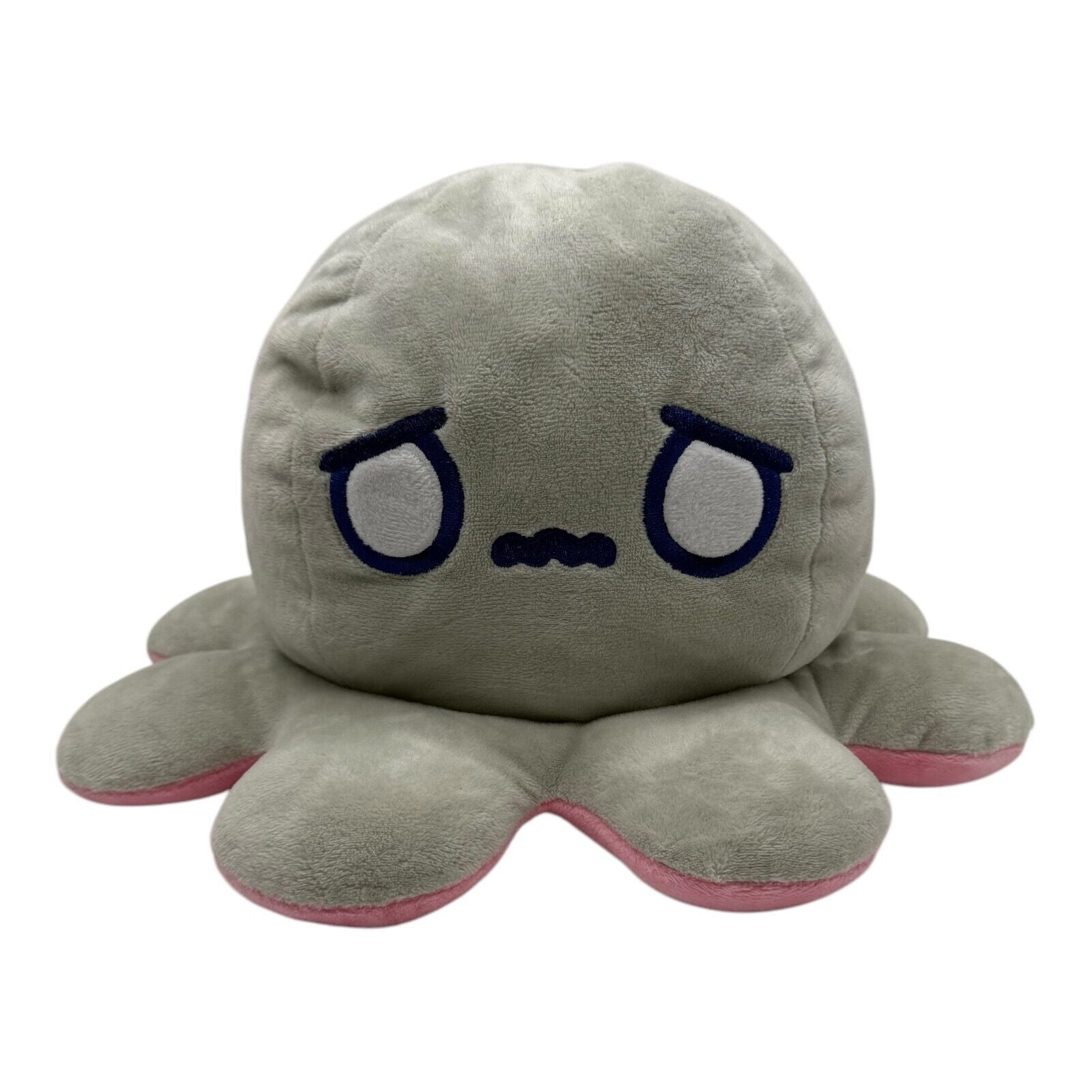 Teeturtle - The Original Reversible Octopus Plushie - Grey + Pink Rainbow Eyes