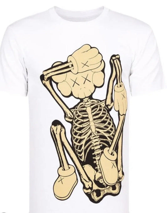 Kaws Skeleton New Fiction Bone T Shirt LARGE White Sold Out Companion