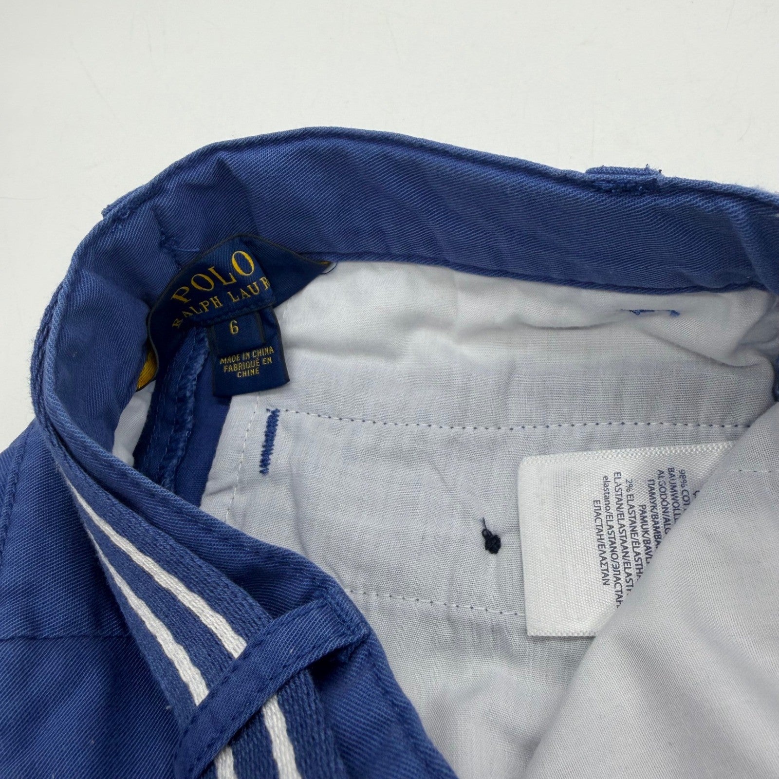 Polo Ralph Lauren Boys Blue Chino Shorts with Striped Belt Size 6 NWT