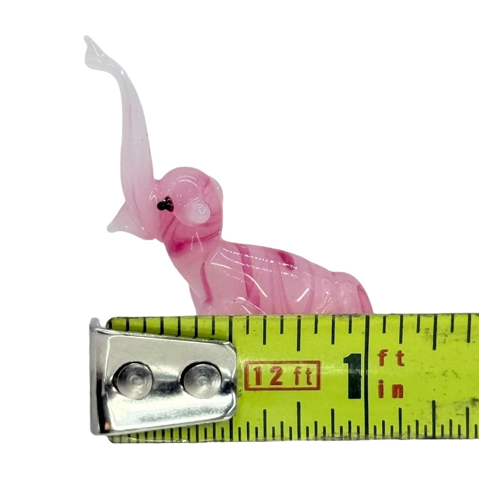 Pink Glass Elephant Figurine Hand Blown Art Glass Animal Collectible Decor