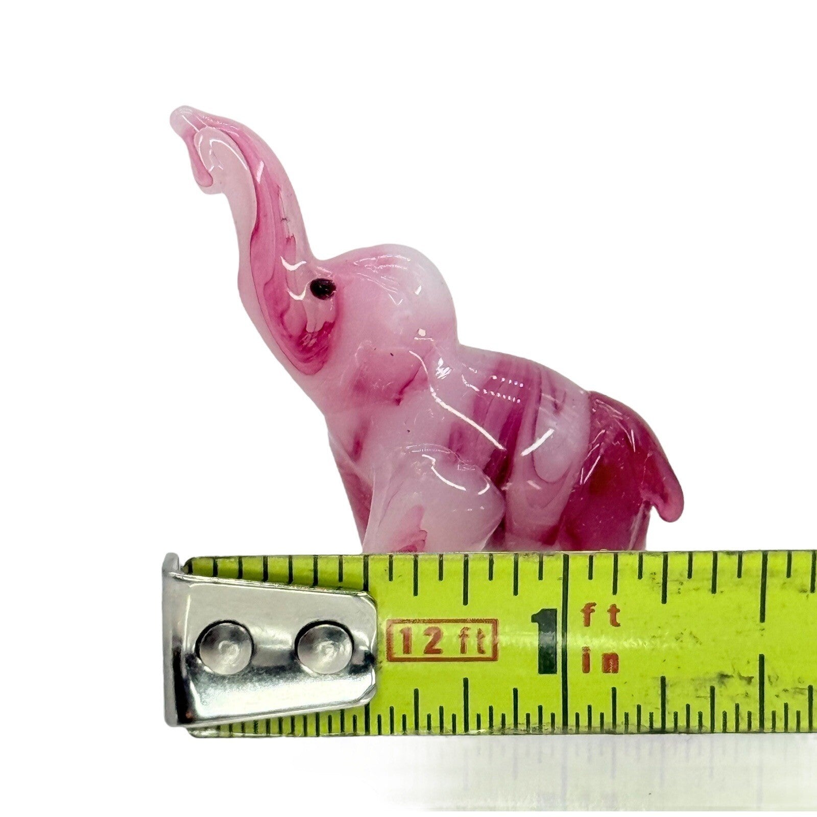 Pink Glass Elephant Figurine Hand Blown Art Glass Animal Collectible Decor