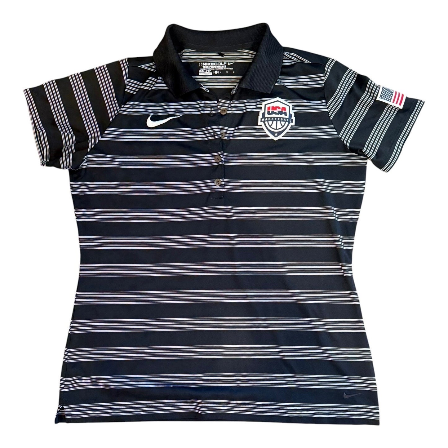 Nike Golf USA Basketball Polo Shirt Tour Performance Dri-FIT Large