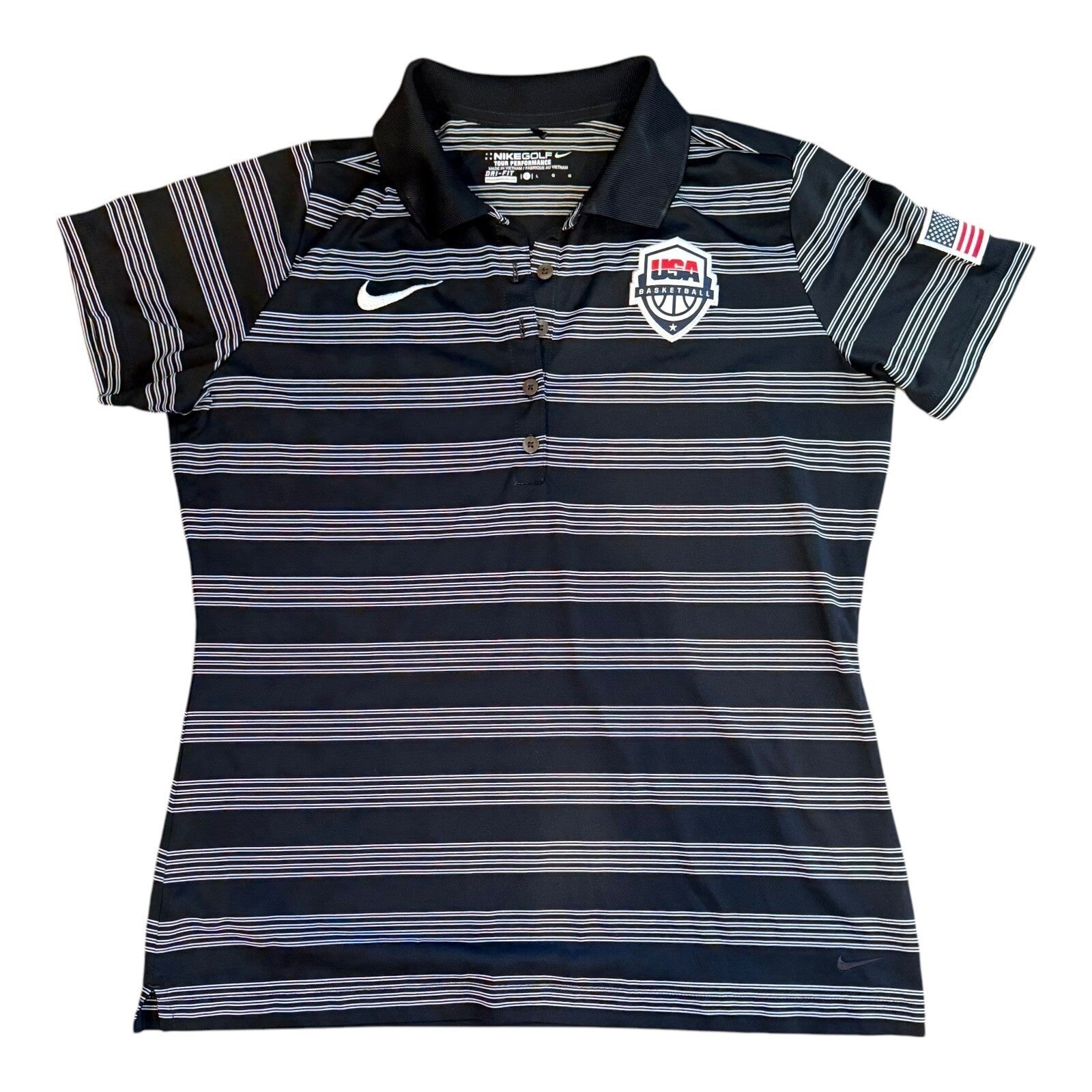 Nike Golf USA Basketball Polo Shirt Tour Performance Dri-FIT Large