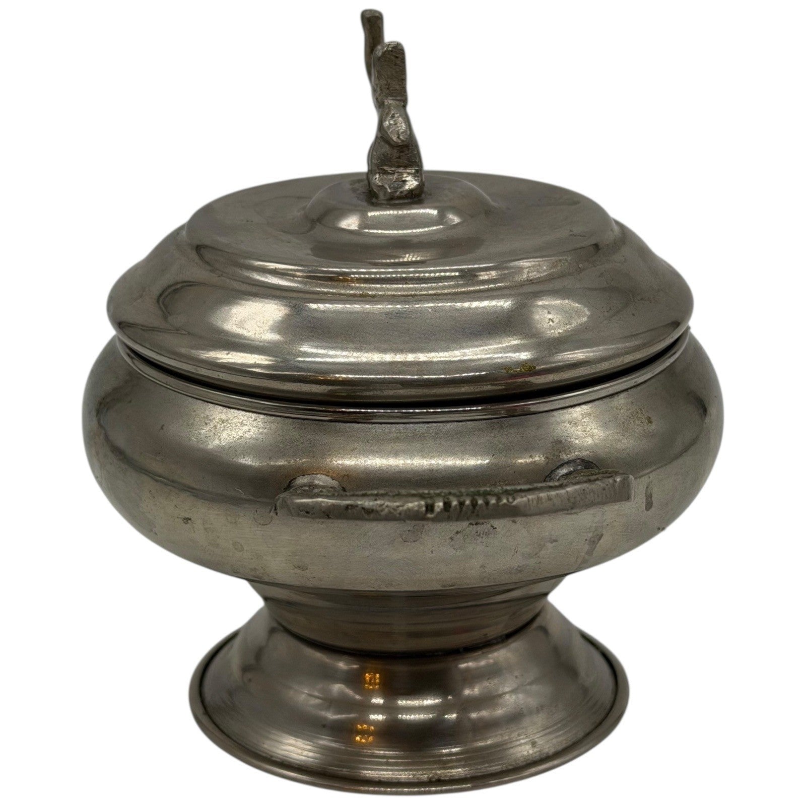Vintage Pewter Elephant Lidded Sugar Bowl Trinket Dish With Handles