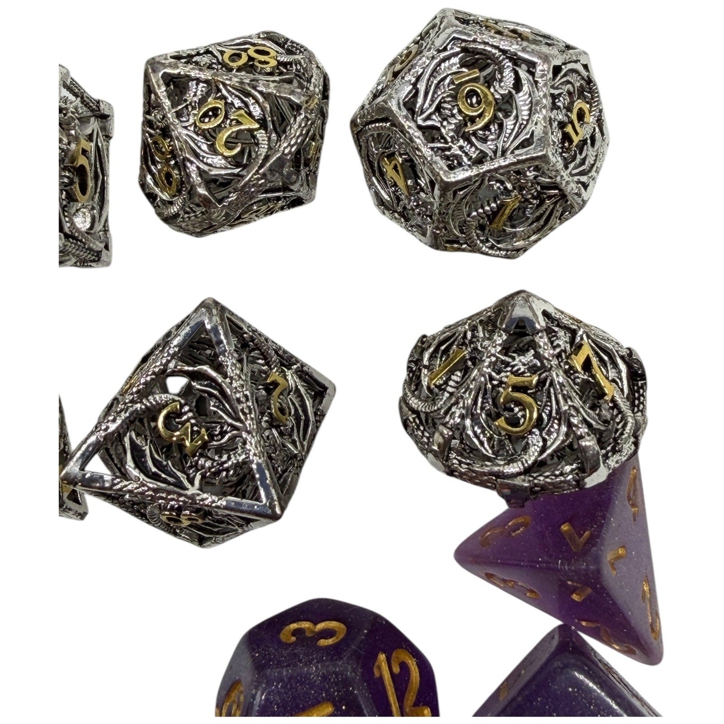 Unique Metal Dragon Dice Set for Tabletop RPG Games Dungeons and Dragons Gift