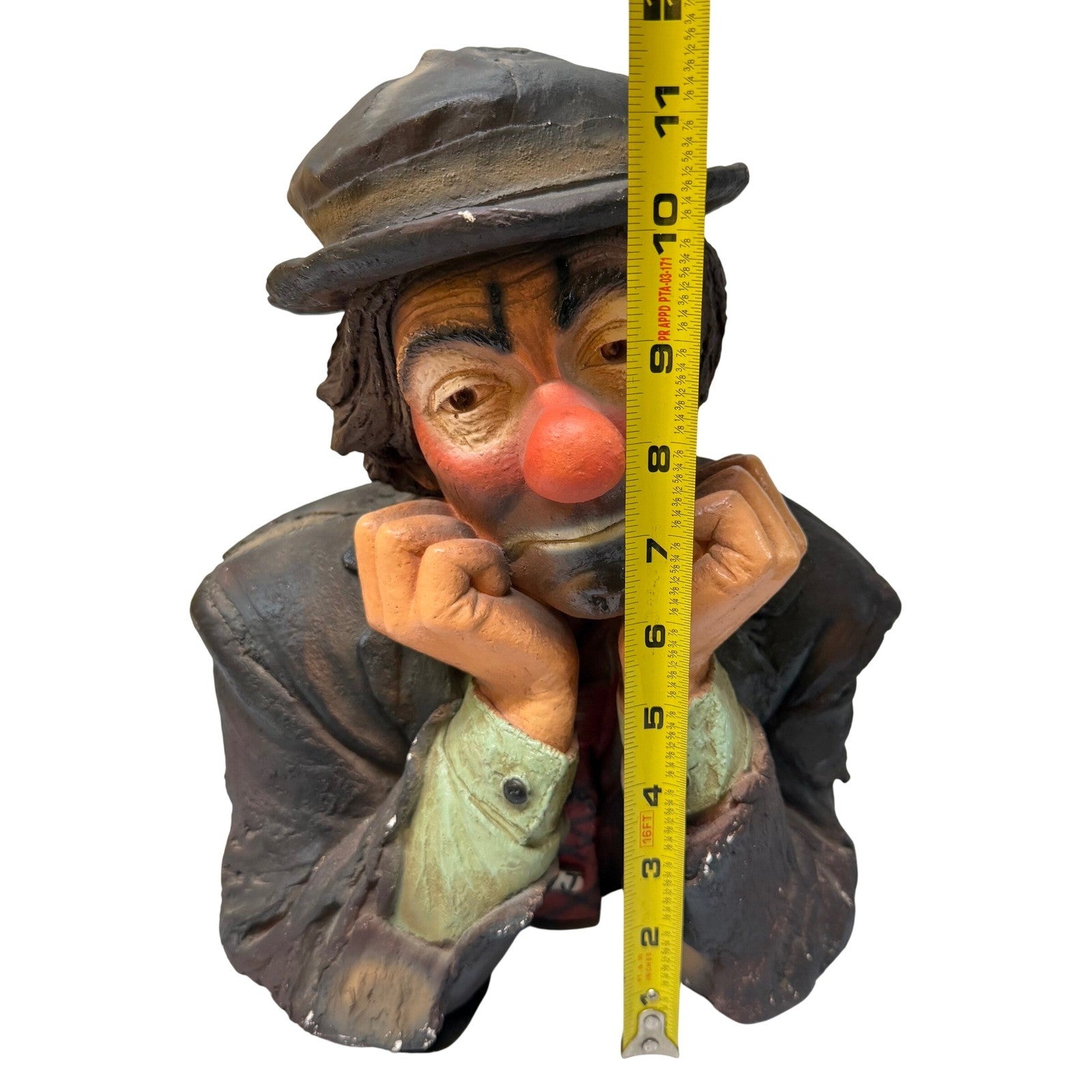 Vintage Sad Hobo Clown Bust Statue Hand Painted Emmett Kelly Style