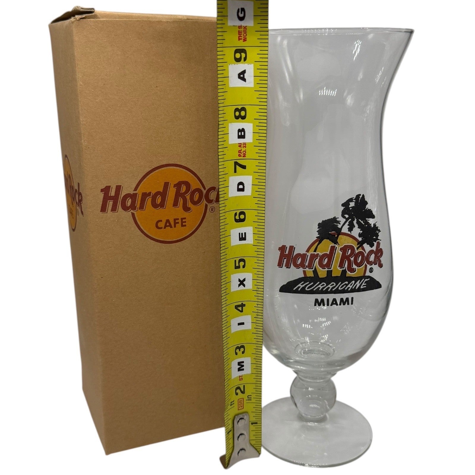 Hard Rock Cafe Miami Hurricane Glass With Box Collectible Barware