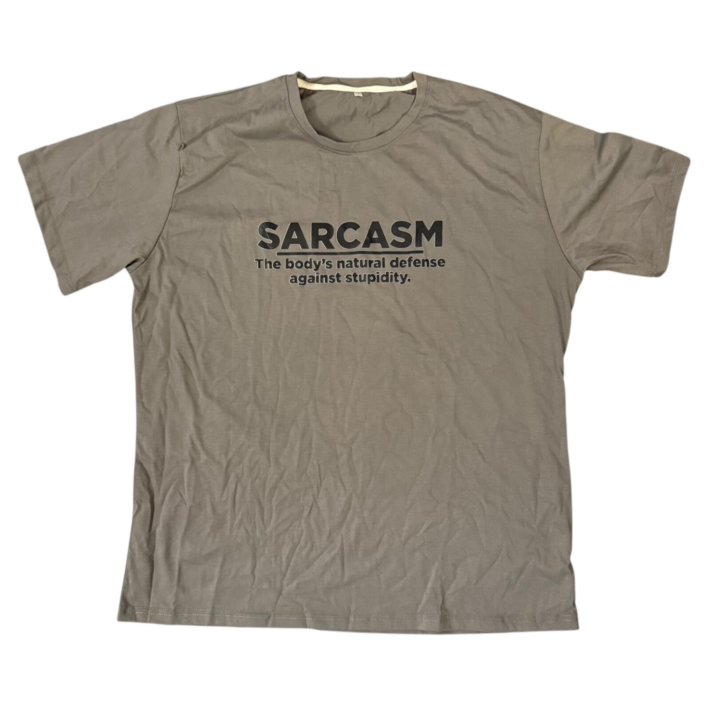 SARCASM Defense Against Stupidity T-Shirt XXL Military Green Funny Graphic Tee