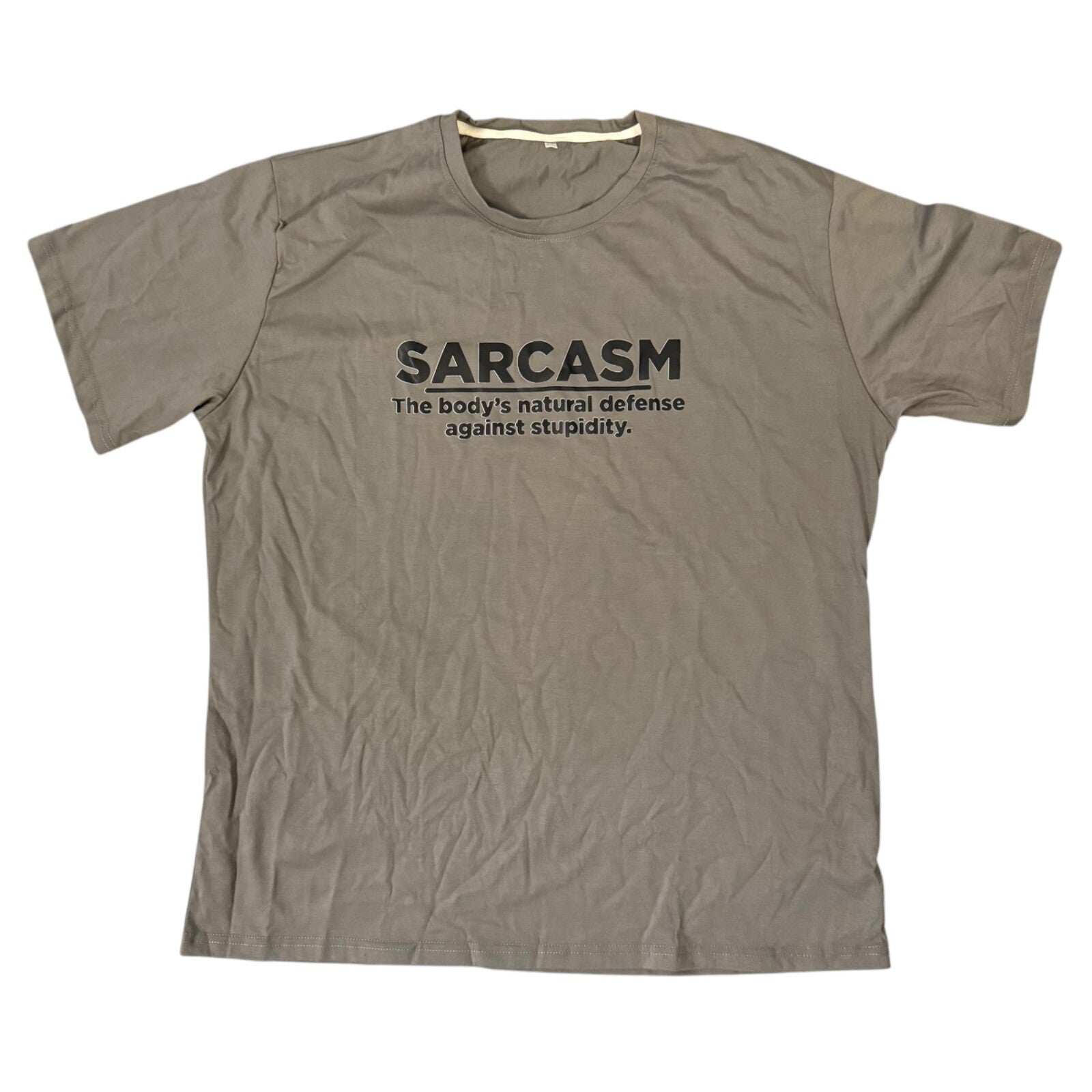 SARCASM Defense Against Stupidity T-Shirt XXL Military Green Funny Graphic Tee