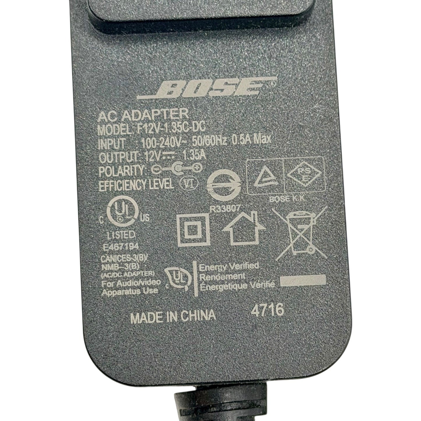 Bose AC Adapter Power Supply Model F12V135DC 12V 1.35A