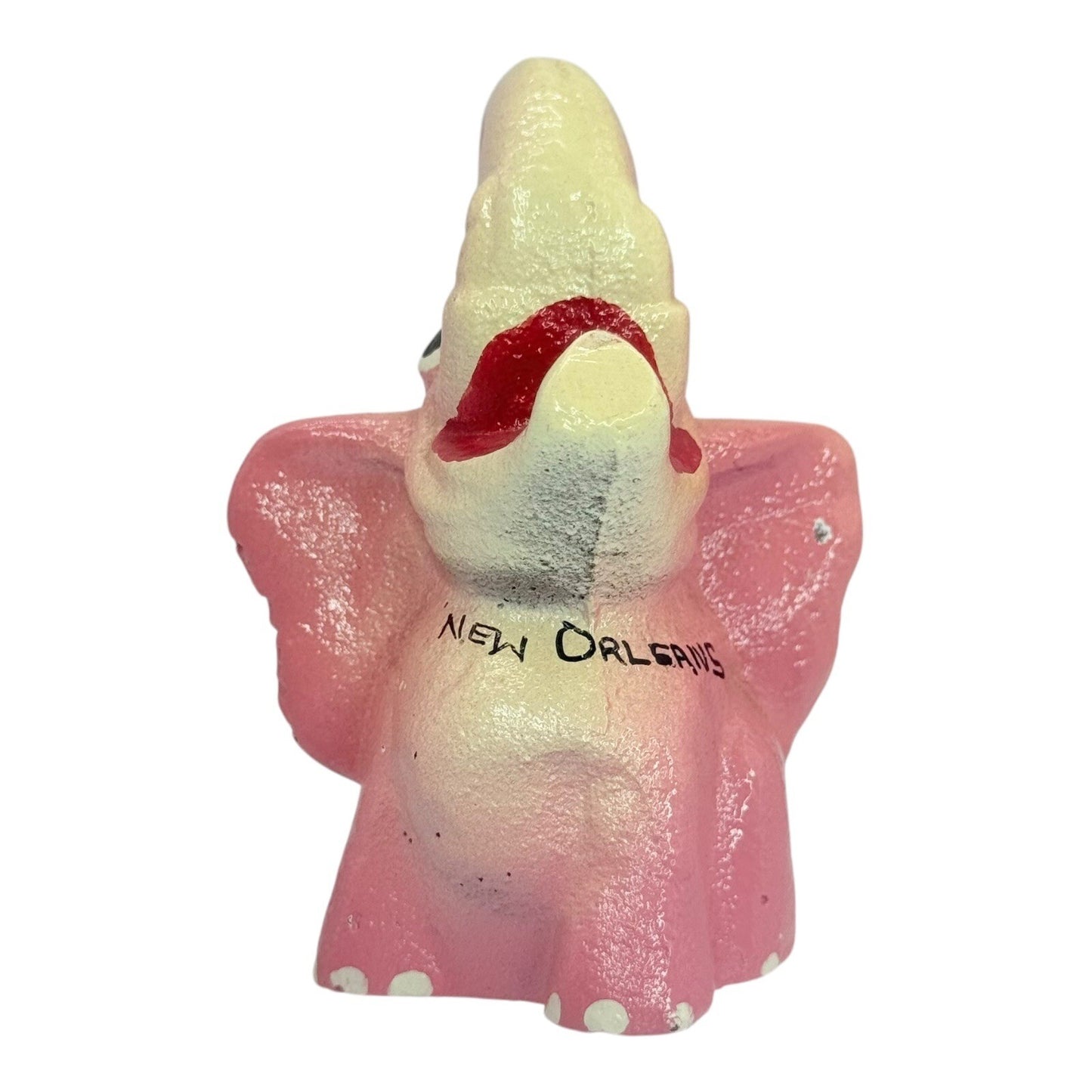 New Orleans 50's Souvenir Elephant Figurine Trunk Up Good Luck Charm 3" Pink