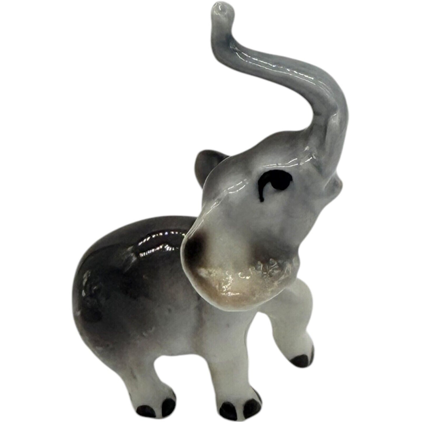 Vintage Rare Japanese Ceramic Miniature Elephant Figurines - Parent & Child