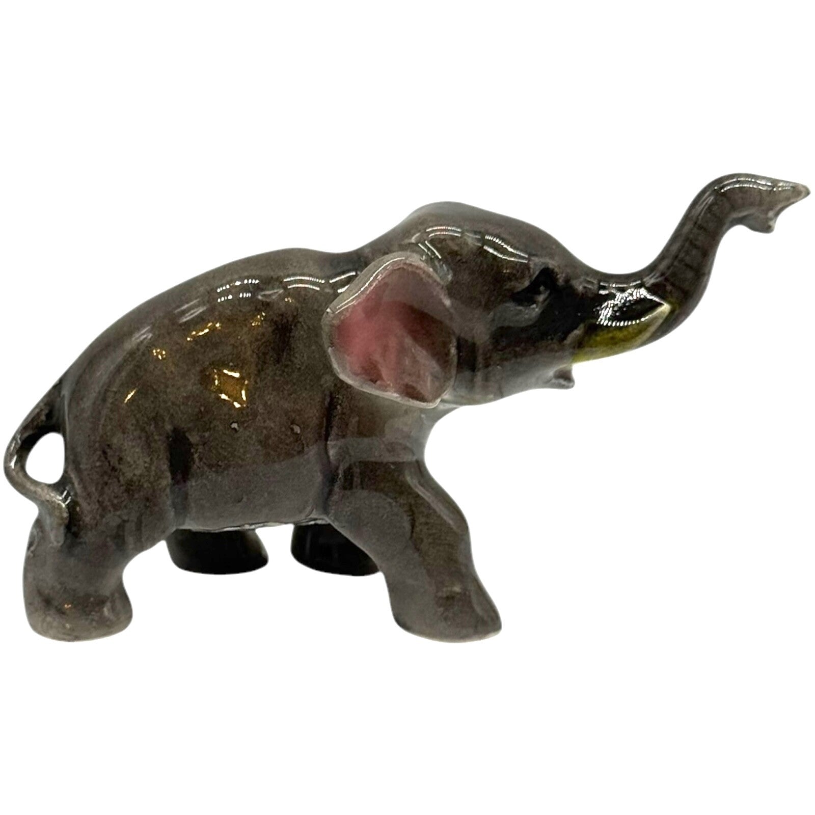 Vintage Ceramic Elephants Family Figurine - 2 Adults & 1 Baby - Trunks Up
